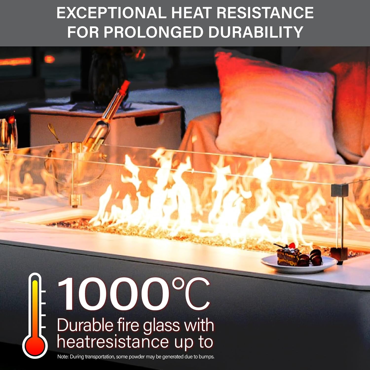 NUPICK 5 Pound Fire Glass, 1/4 Inch Reflective Fire Pit Glass, Tempered Firepit Glass Rock for Propane or Natural Gas, Glass Rocks for Fire Pit Table, Fireplace Glass for Landscaping, Clear image number 6