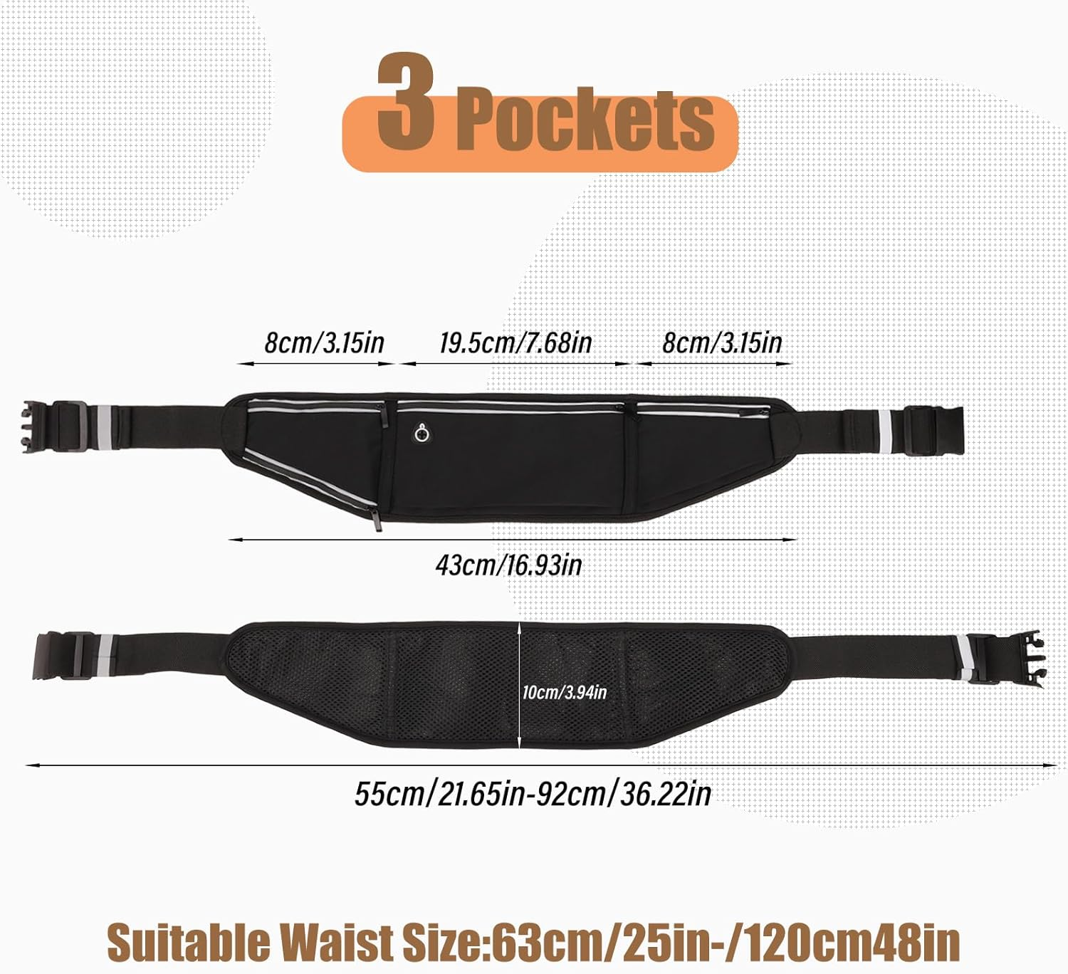 Running Belt Women Men with Water Bottle Holder, Running Waist Packs with Headphone Port, Running Accessories for Running Hiking Cycling Gym (Black) image number 5