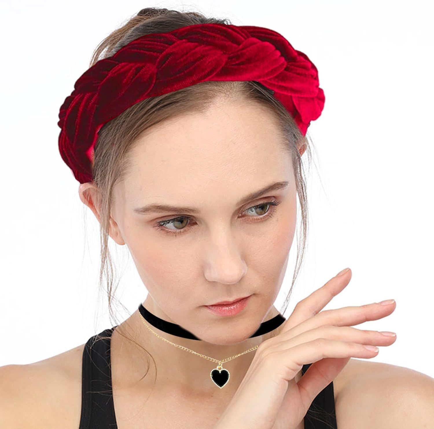 1 X Vintage Dirndl Headband + 1 X Black Choker, Simple Style Costume Headband for Make-Up, Face Wash and Headdress, Clothing Accessories image number 5