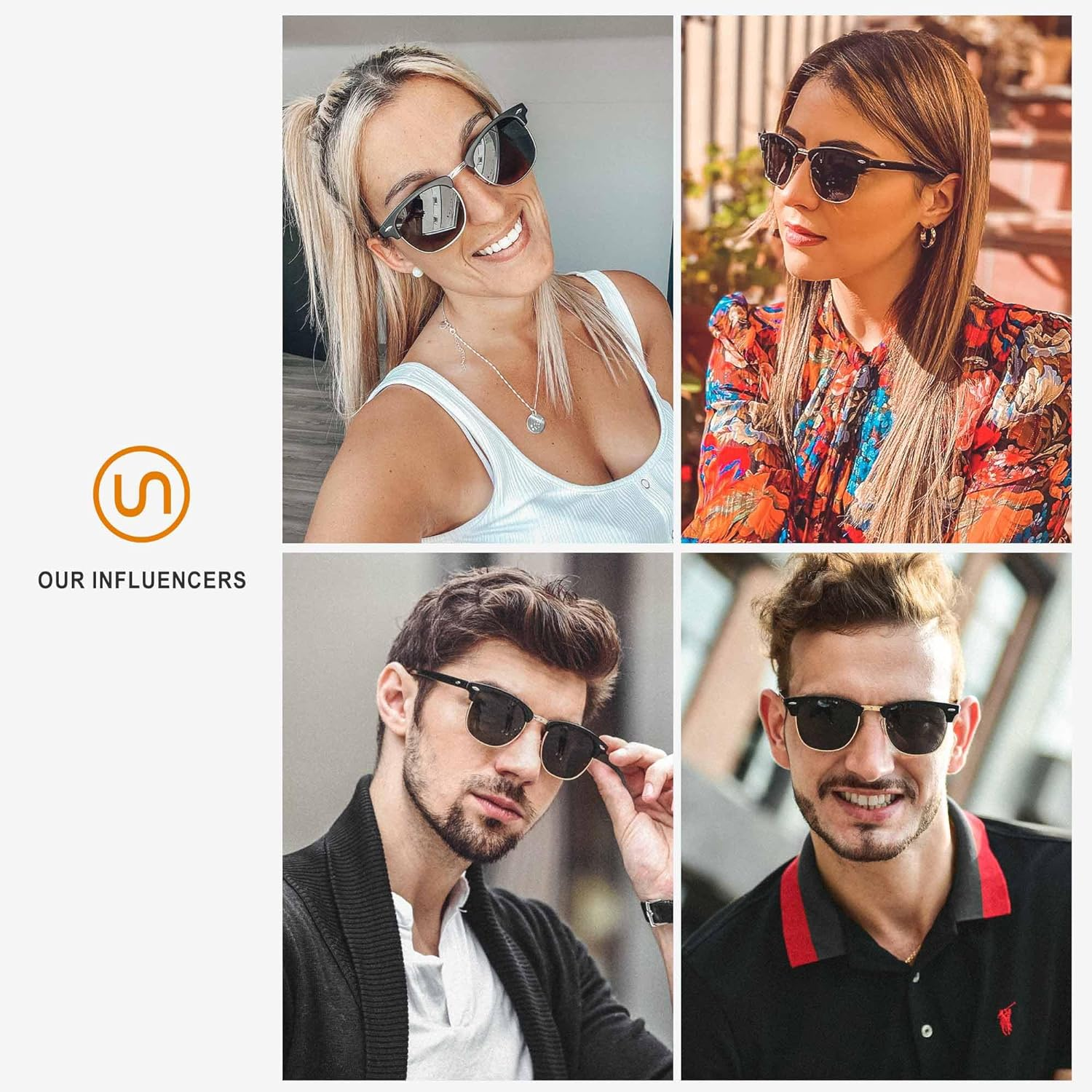 SUNGAIT 80S Sunglasses Retro Semi Rimless Clubmaster for Men Women image number 5