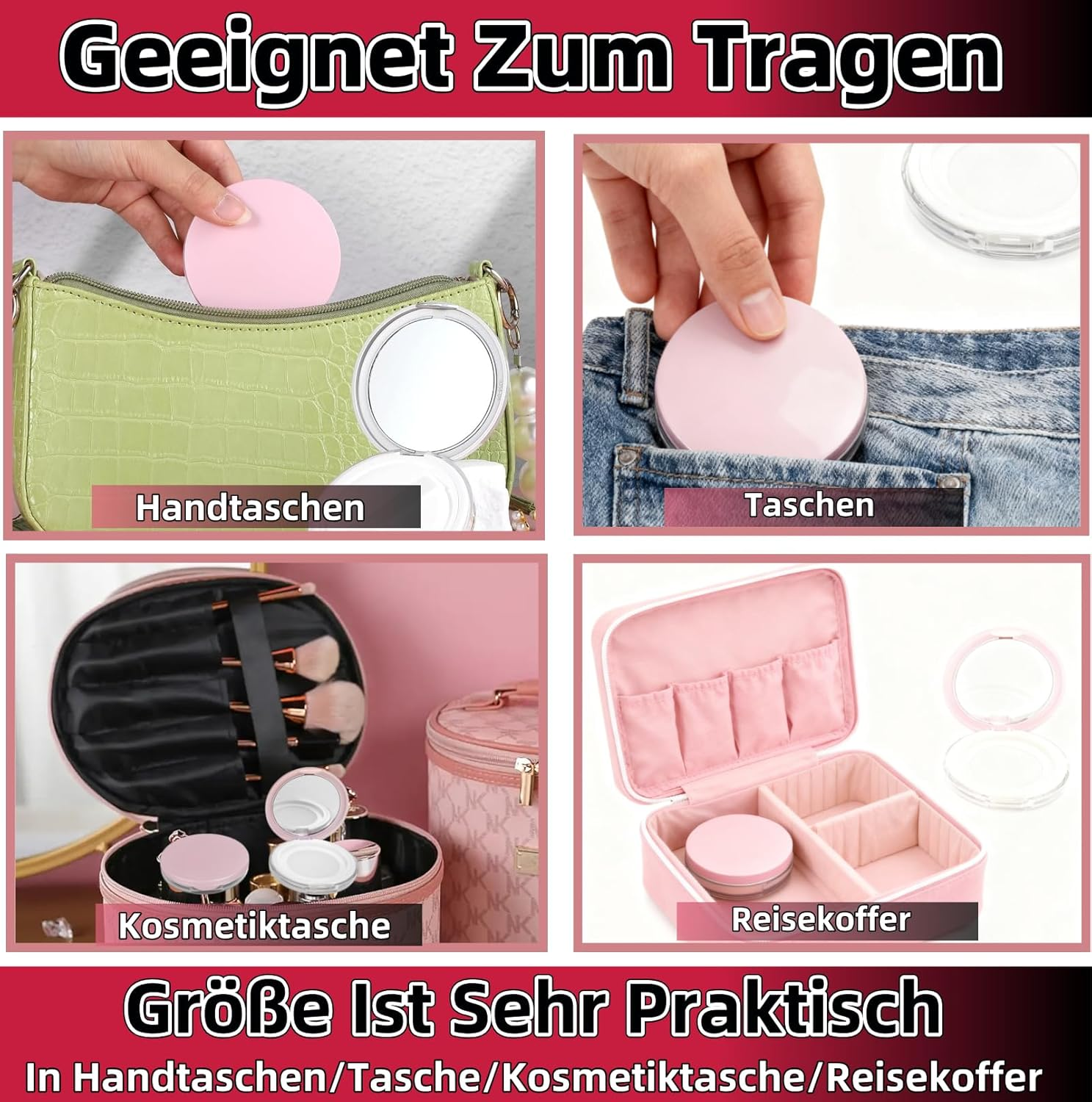 Cushion Foundation Powder Box with Tassel 3 G - 5 G Empty Refillable Loose Powder Box Portable Loose Powder Container with Powder Puff Mirror Plastic Empty Travel Loose for DIY Bb/Cc Cream Liquid