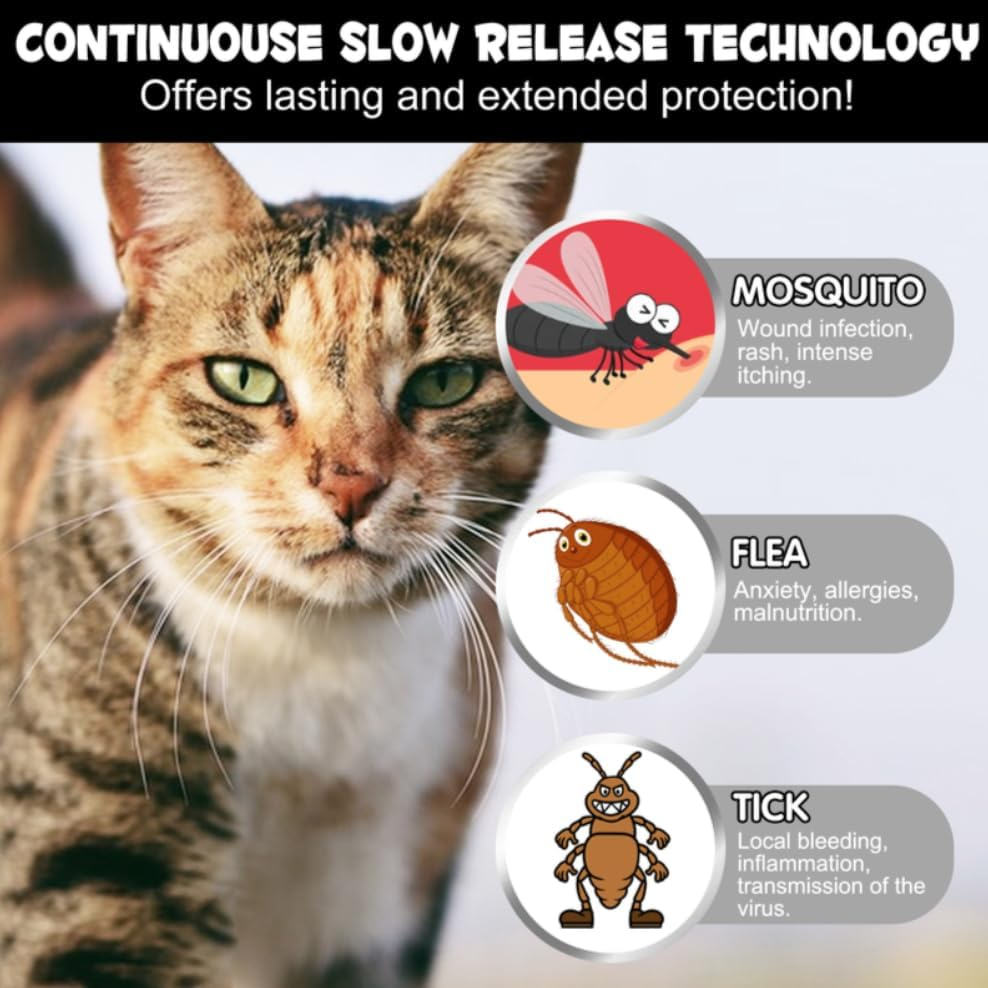 Cat Flea and Tick Collar | Flea & Tick Prevention | 24 Month Protection | Water Resistant | Adjustable | Safe for Cats | Natural Ingredients | Black Colour | Pack of 4 image number 3