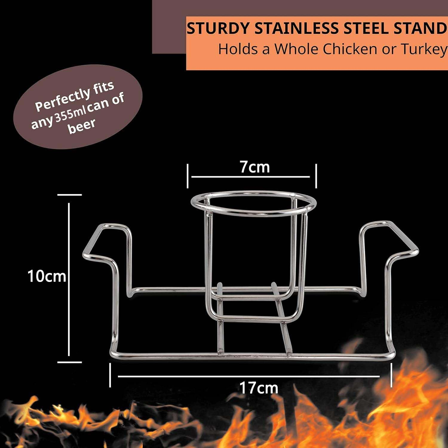 Cozioz Stainless Steel Beer Can Chicken Holder for Grill and Smoker - Premium Quality Stand with Handle for Perfectly Roasted Chicken, Ideal for BBQ Lovers and Outdoor Cooking Enthusiasts image number 5