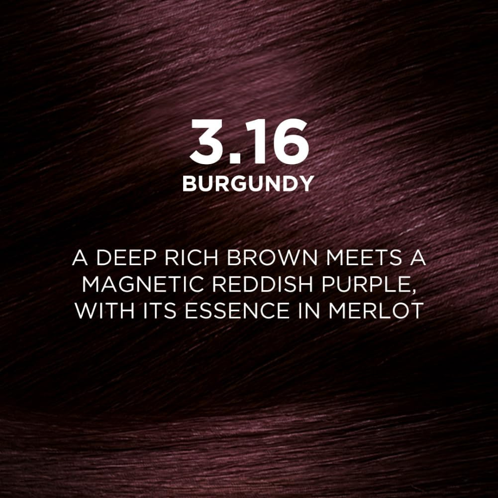 L&rsquo;Or&eacute;al Paris L'Oreal Excellence Creme Hair Color, 3.16 Burgundy, 72Ml+100G