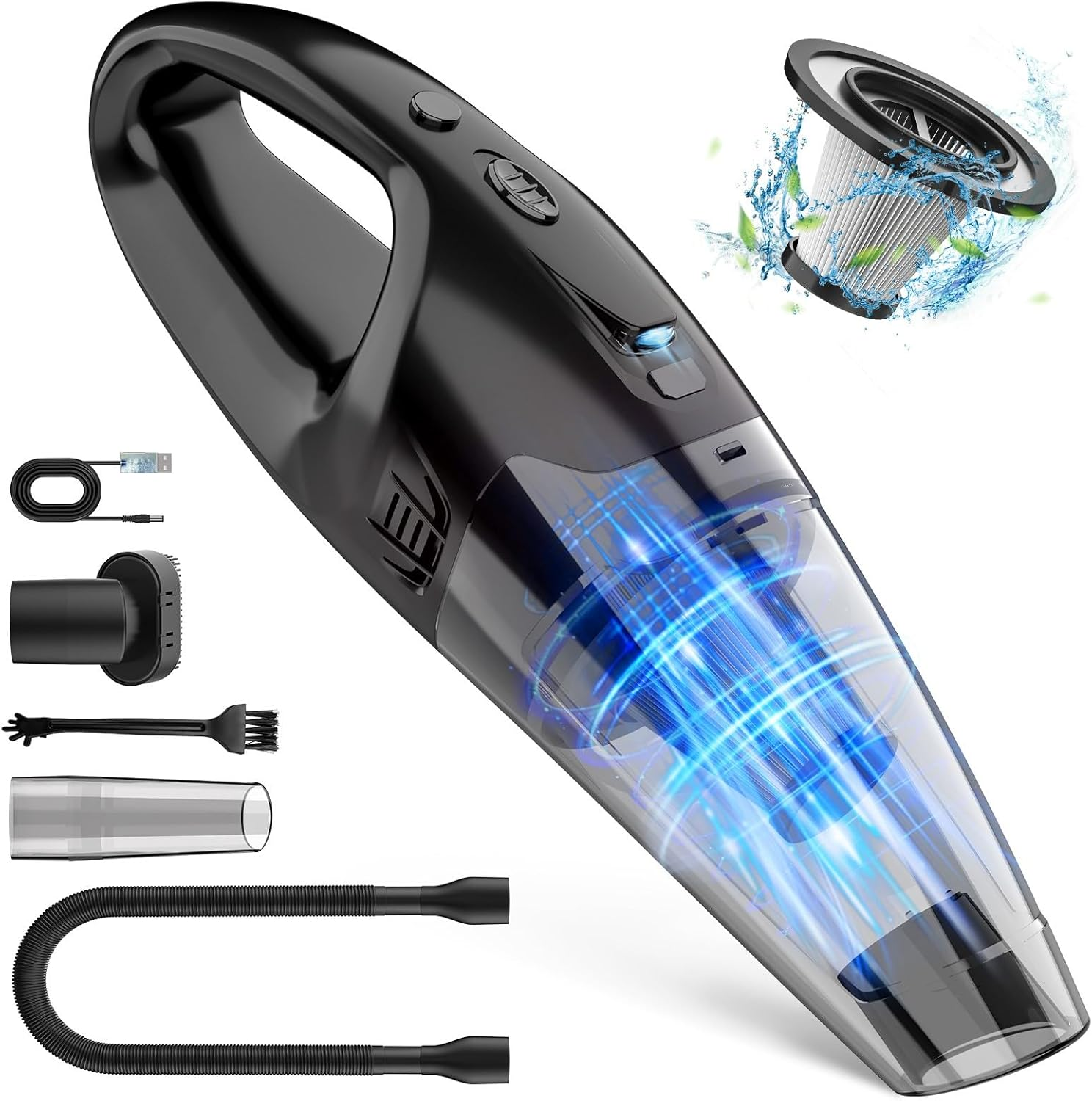 BSRCO Handheld Vacuum Cordless Rechargeable 3-In-1, Dust Busters Cordless Rechargeable with USB Charge, Car Vacuum with LED, HEPA Filter, 1.65Lbs Lightweight Vacuum Cleaner for Dust, Pet Hair image number 1