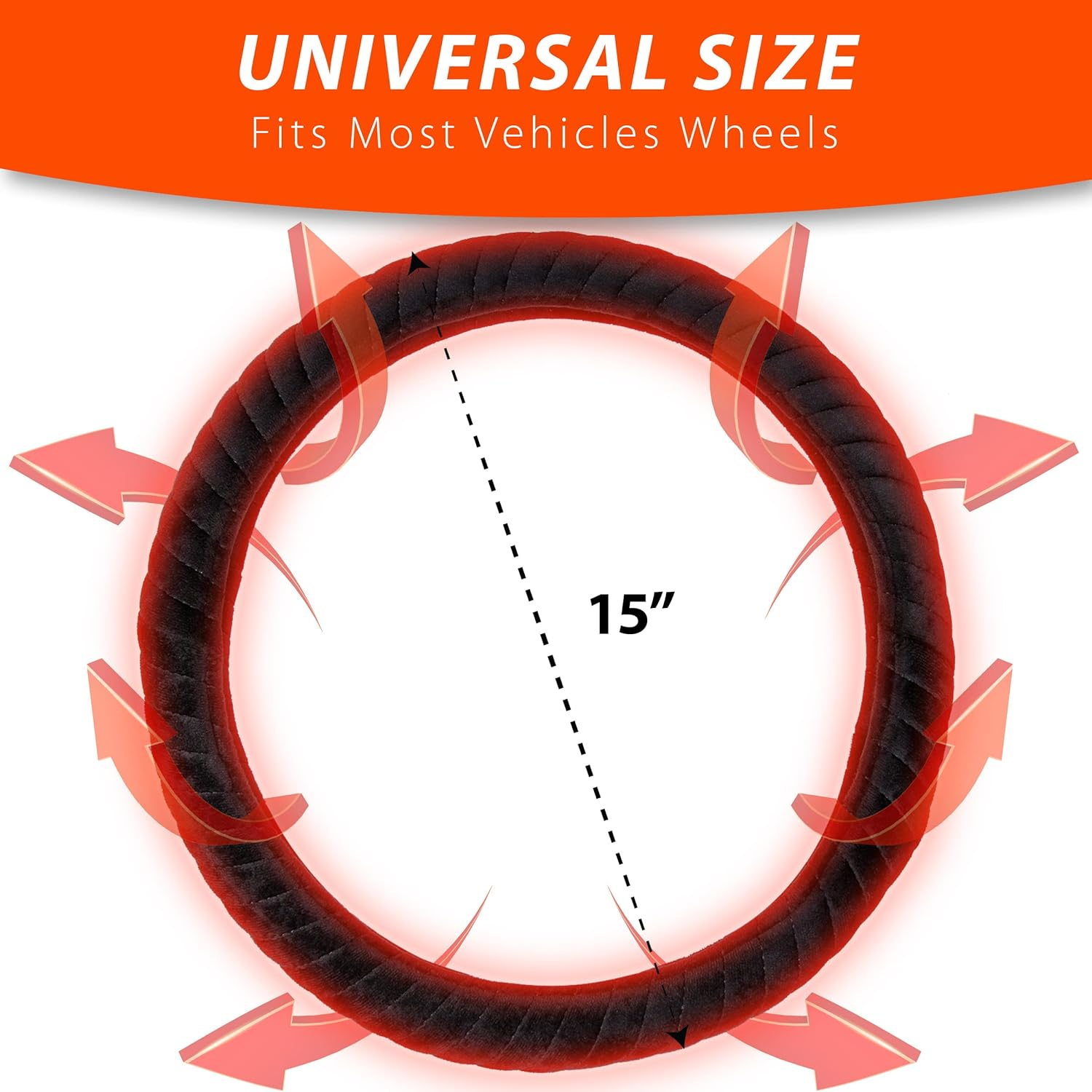 ZONETECH Car Steering Wheel 12V Heated Cover - Automotive Hand Warming Protector, Rapid Heating Universal Fit Wheels for Vehicles, Trucks, Vans, Suvs image number 4