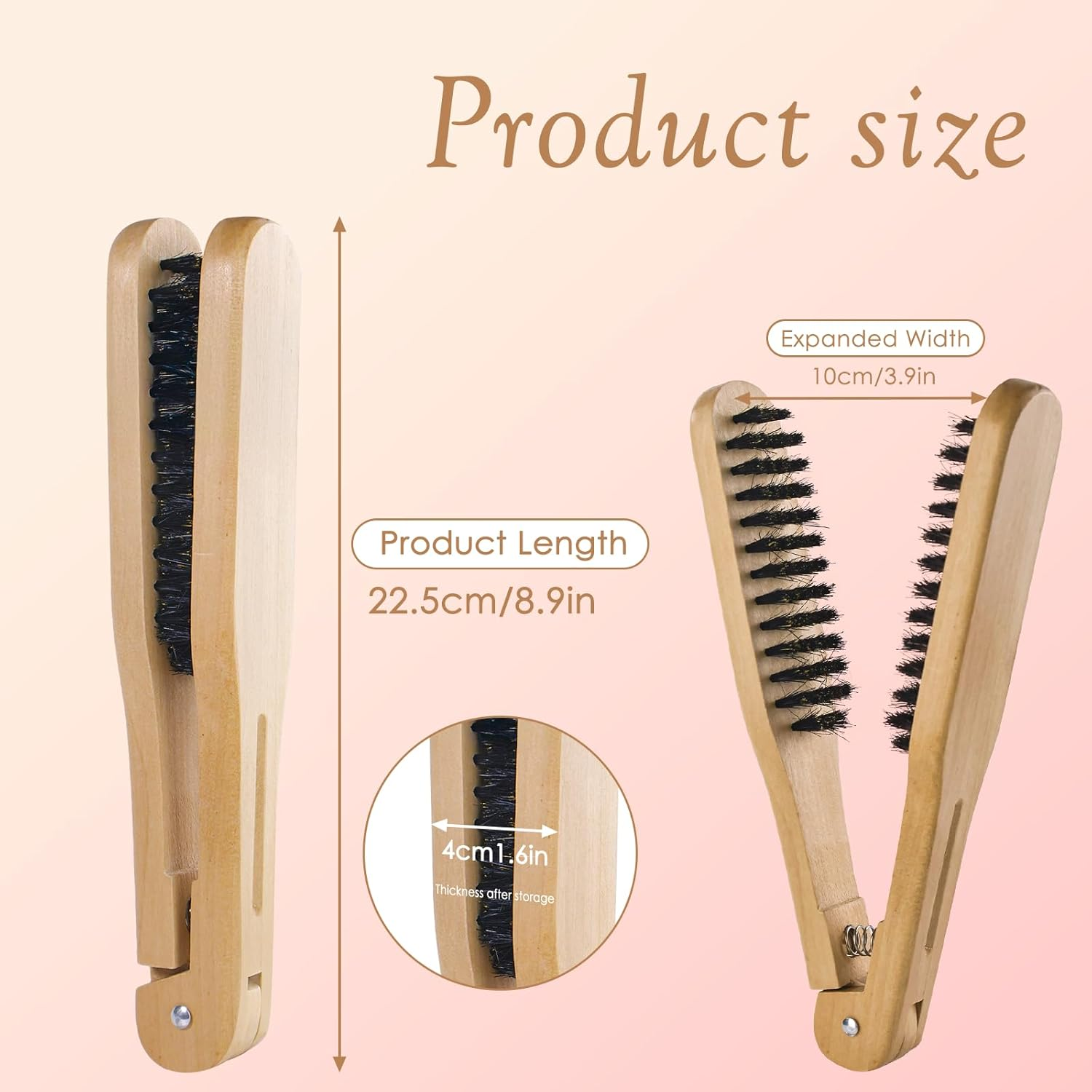 Chazcool Double Sided Bristle Hair Brush, Clamp Hair Brush Use for Smoothing and Straight Hair Styles, Wooden Hair Straightening Brush image number 3