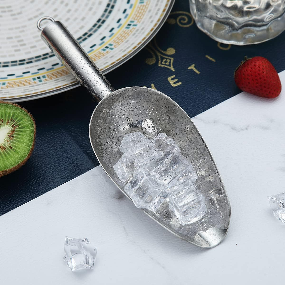 Berglander Stainless Steel Ice Scoop 6 OZ, Metal Ice Scooper for Ice Maker, Multipurpose for Candy Kitchen Bar Party Wedding Pet Animal Dog Food Scoop Beach Shovel (Silver) image number 4