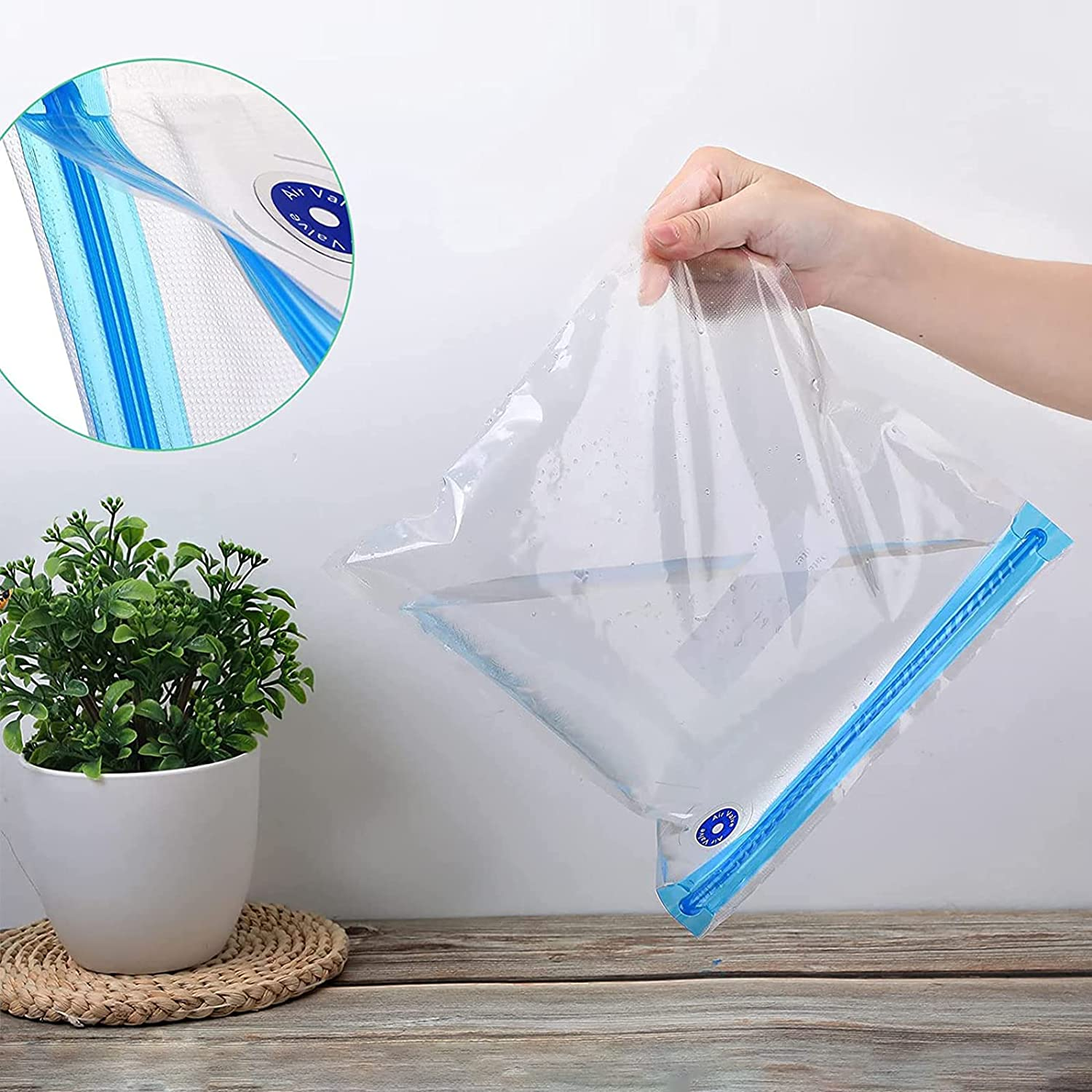 Reusable Food Storage Bag,Kiwinvou Portable Vacuum Sealer Freezer Bags,Dry and Moist Food Preservation for Vac Storage,Food Storage Bag for Kitchen Storage & Organisation,3 Size (40 Pcs) image number 4