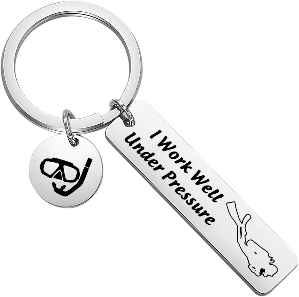CENWA Scuba Diving Gift Scuba Diver Gift I Work Well under Pressure Keychain Extreme Sports Jewelry Great Gift for Divers