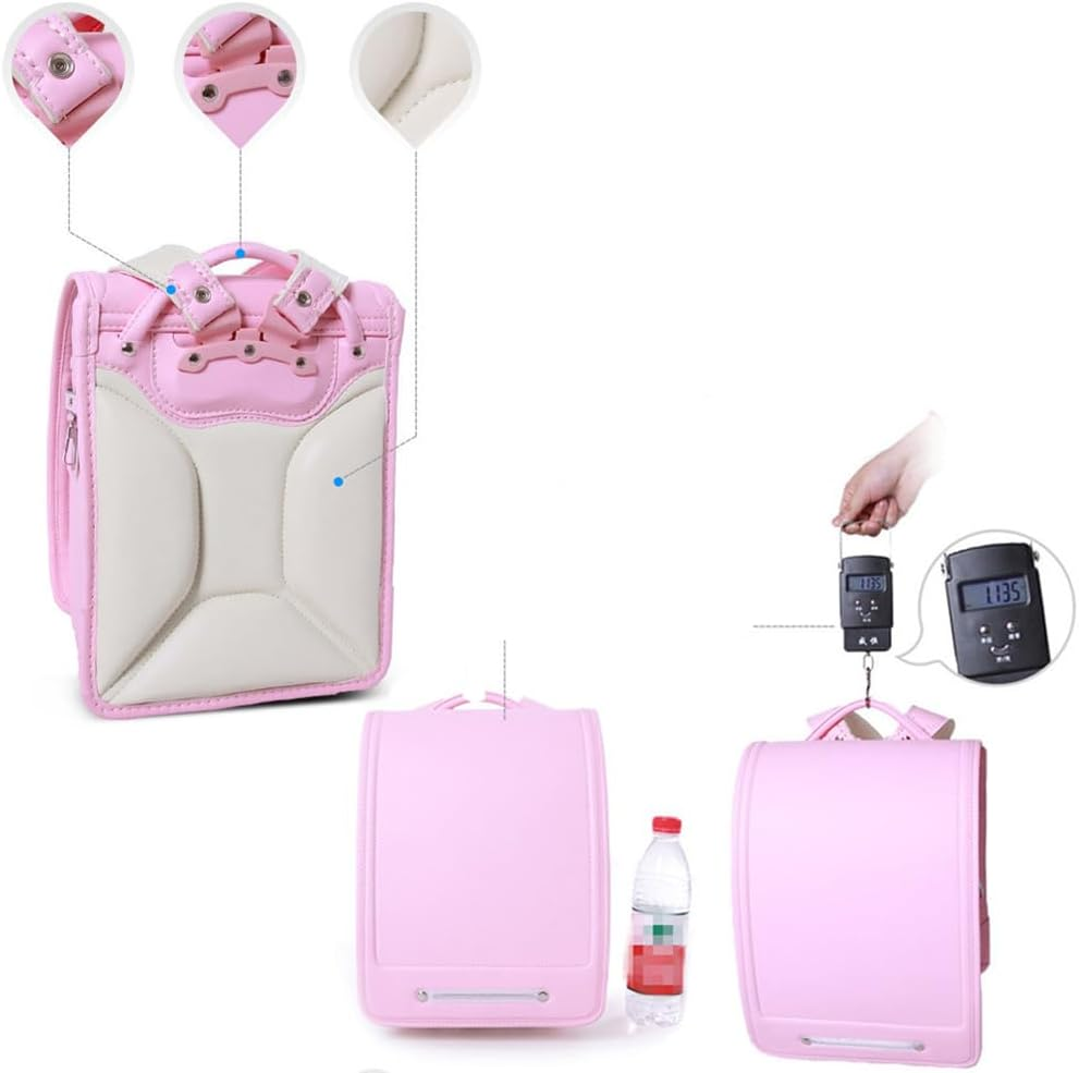 Star-Wind Ransel Randoseru Automatic Japanese School Bags for Boys Girls Senior PU Leather Light Weight Rain Cover, Deep Blue, Japanese