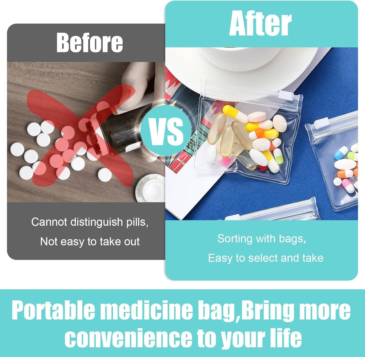 Pill Pouch Bags Small, 14 Pcs Zippered Pill Bags, Travel Medicine Organizer Storage Pouches for Pills Vitamins, Supplements, Medications, Jewelry, Crafts, Small Objects image number 6