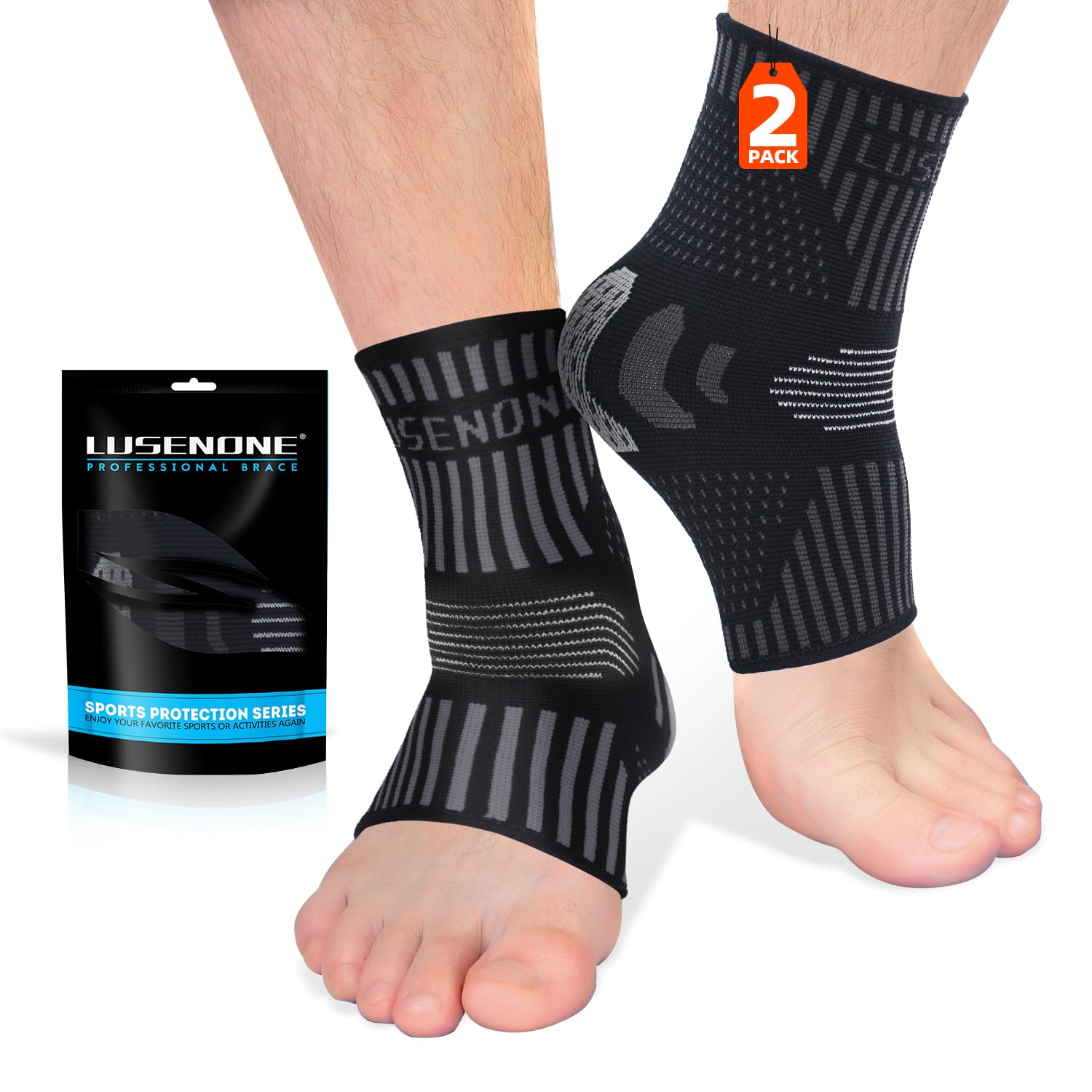 Ankle Brace for Women & Men, Ankle Compression Sleeve Socks, Best Ankle Support Brace for Sprained Ankle, Plantar Fasciitis, Achilles Tendonitis Relief, Foot Pain, Running, Sports image number 4