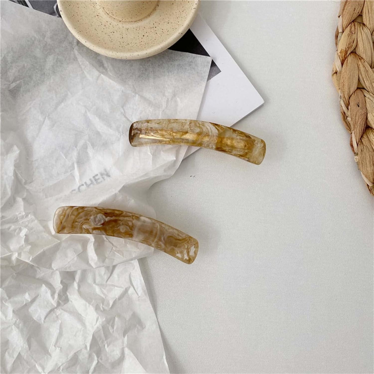 Wendalern Acrylic Resin Hair Clip, Geometric Acrylic Hair Pins, Golden Alligator Hair Clips, Small Square Hair Clips, Hair Clips for Women and Girls image number 3