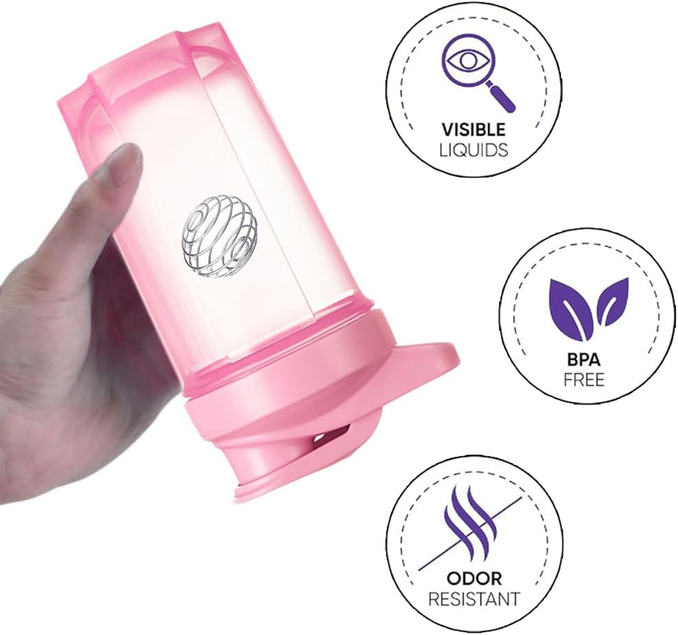 Protein Shaker Bottle 500Ml with Stainless Steel Mixing Ball, BPA- and DEHP- Free, Leakproof Flip on Lid, Temperature Safe, Dishwasher Safe Perfect for Mixing Powdered Shakes - (Black) - Blue image number 3