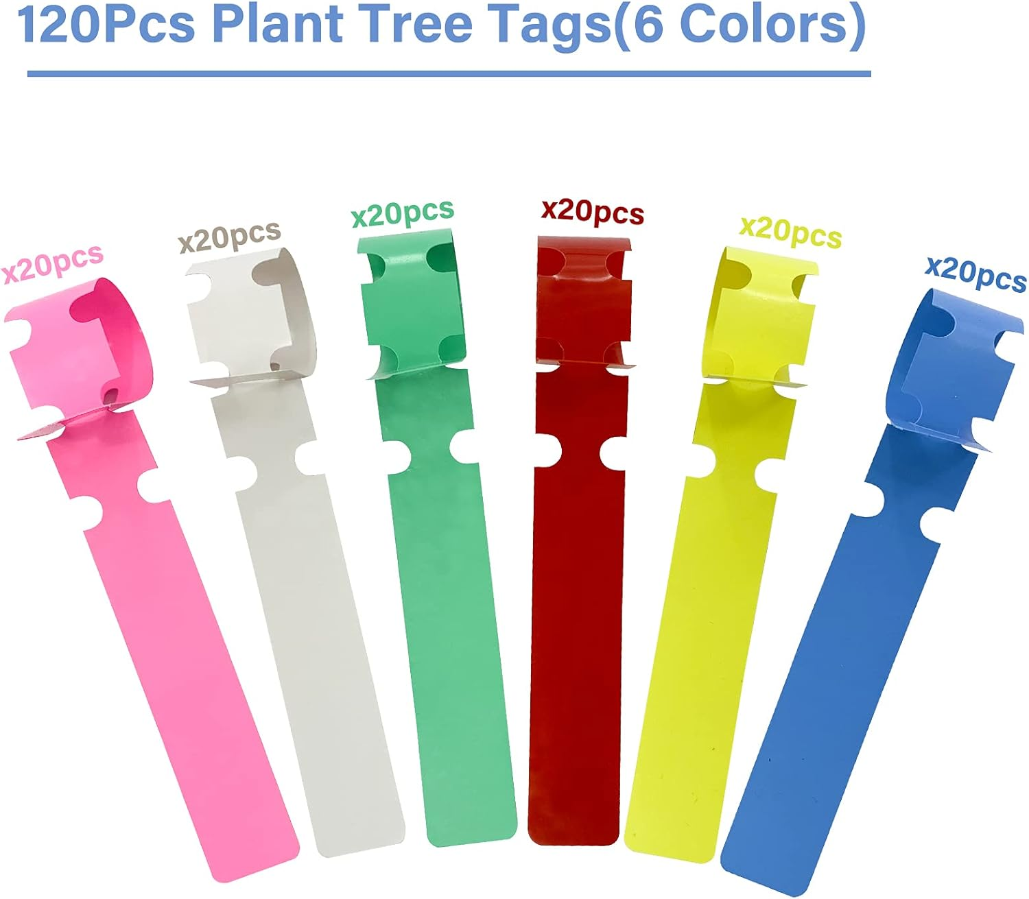 Mziart 120Pcs 6 Colors Plastic Plant Labels Wrap around Tree Tags Markers, Adjustable Nursery Garden Labels Plant Tags with Large Writing Surface image number 6