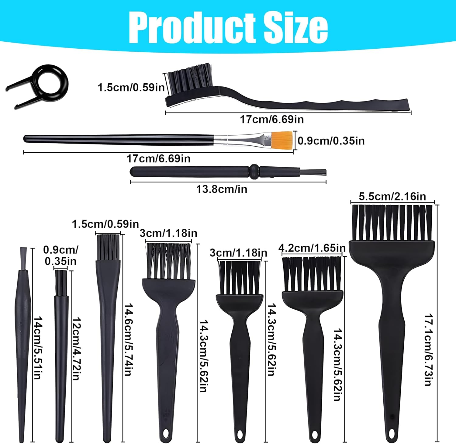 12-Piece Multi-Purpose Cleaning Brush Kit - anti Static Computer Brushes for Keyboards, Electronics & Car Detailing | Precision Nylon Bristles for Pc/Laptop/Tech Enthusiasts image number 4