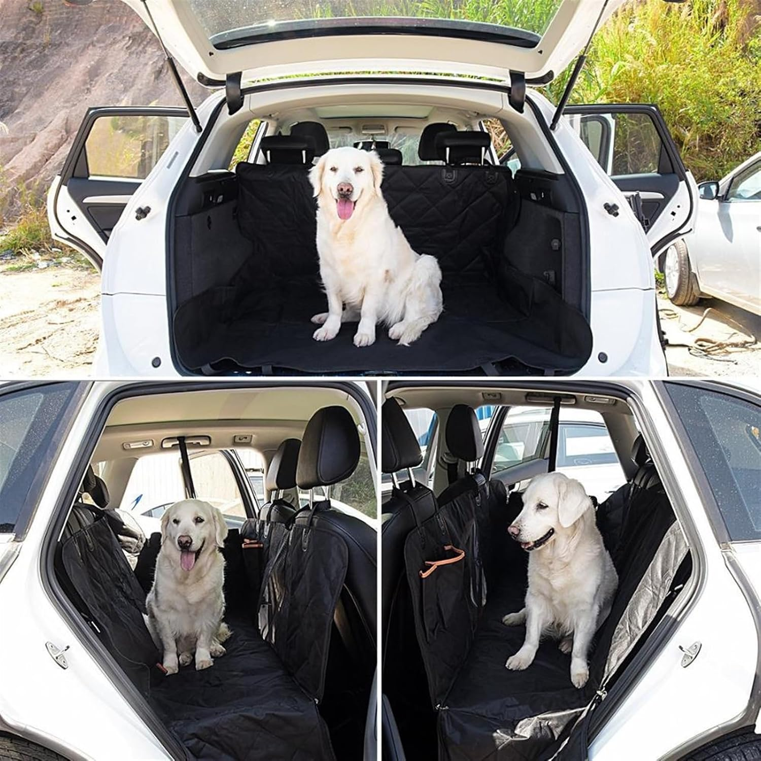 Dog Car Seat Cover Dog Car Seat Cover Mesh Pet Carrier Car Back Seat Cushion Protector with Zipper and Pocket Dog Hammock(Color:Milky)