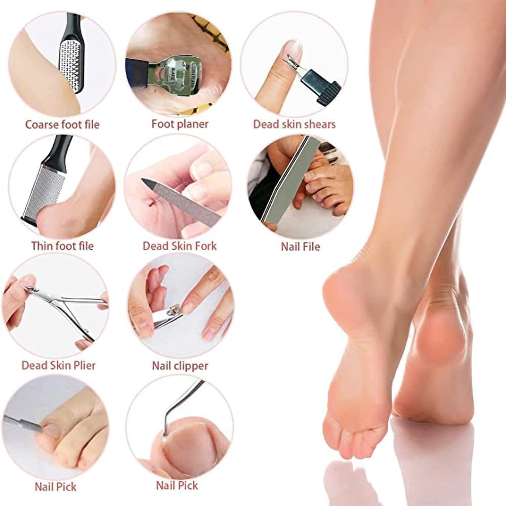 Professional Pedicure Tools Kit, LELYFIT Stainless Steel Foot File Aupplies Set, Nail Clippers, Foot Care, Callus Remover for Women and Men at Home or Travel (BLACK15) image number 3