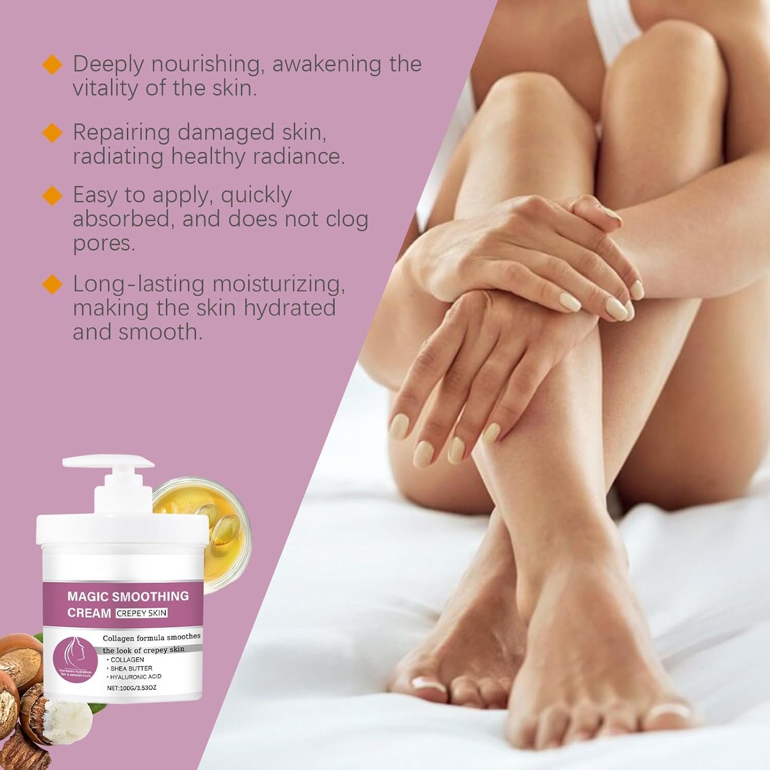 Crepey Skin Wrinkle Smoothing Cream &ndash; Firming Body Lotion with Collagen, Hyaluronic Acid & Peptides, Ultra-Hydrating Treatment for Neck, Arms, Legs & D&eacute;collet&eacute; (2Pcs)