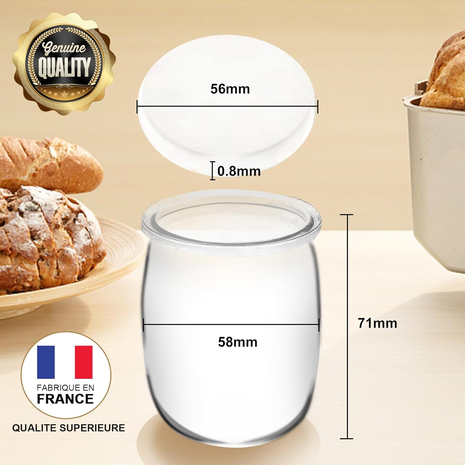 HEEKSE Set of 12 Yoghurt Jars with 24 Lids, Made in France