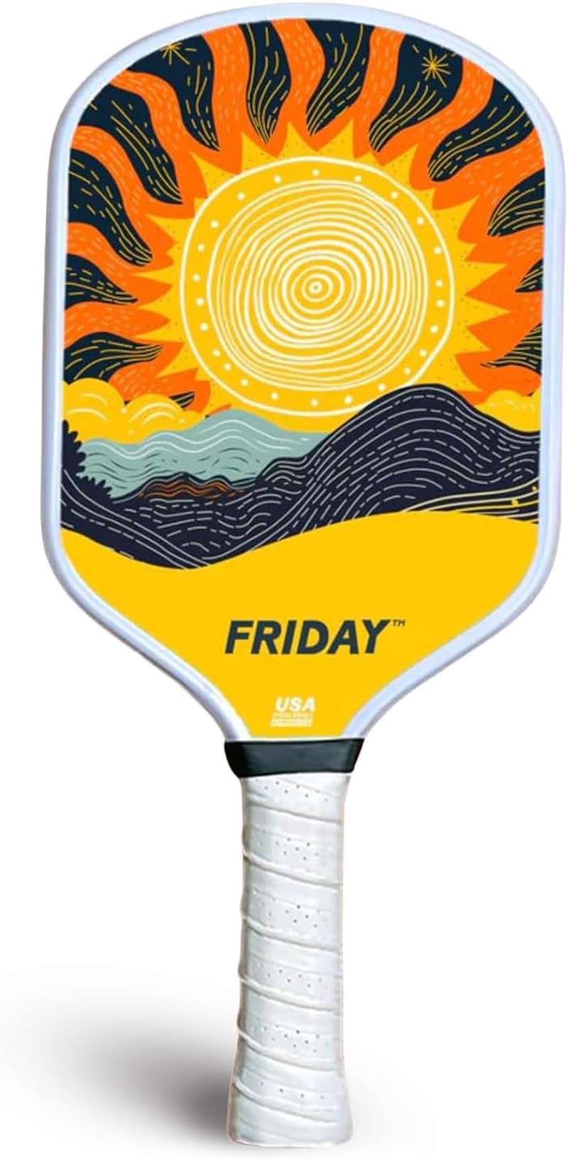 Friday Pickleball Paddle, USA Pickleball Approved, Durable Carbon Fiber, Thermoformed Unibody Design, Honeycomb Core, Gritty Surface for Spin - Autumn Leaves image number 5