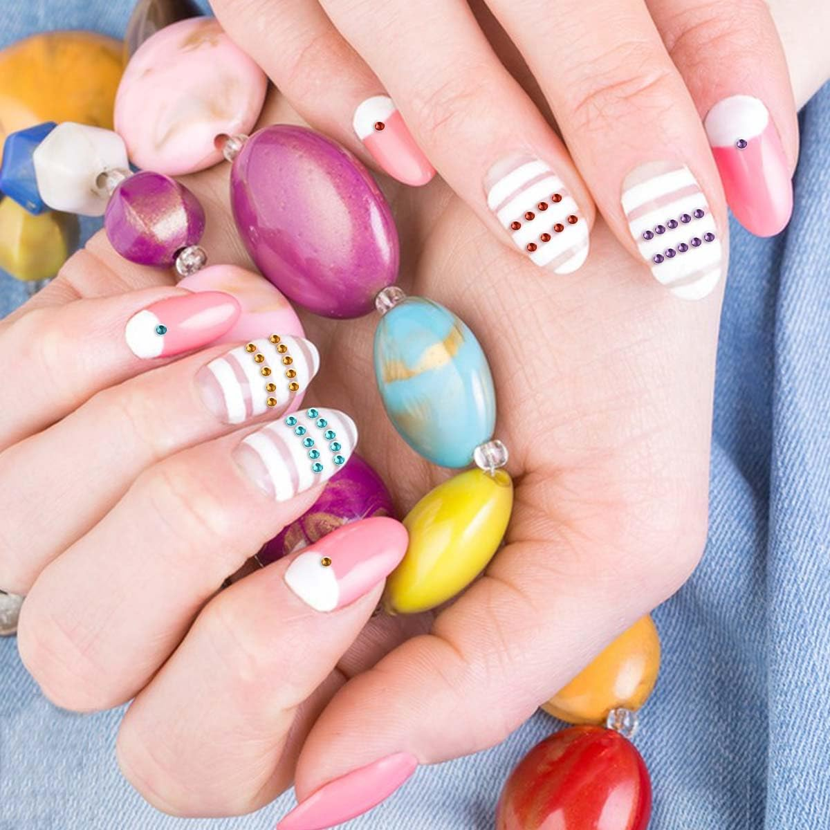 2400 Pieces Flat Back Rhinestones Colorful round Glass Gems for Nail Art & Face Makeup Flatback Crystal Rhinestone for Crafts DIY Clothes Shoes Bags Manicure Diamond Art (12 Colors) image number 4