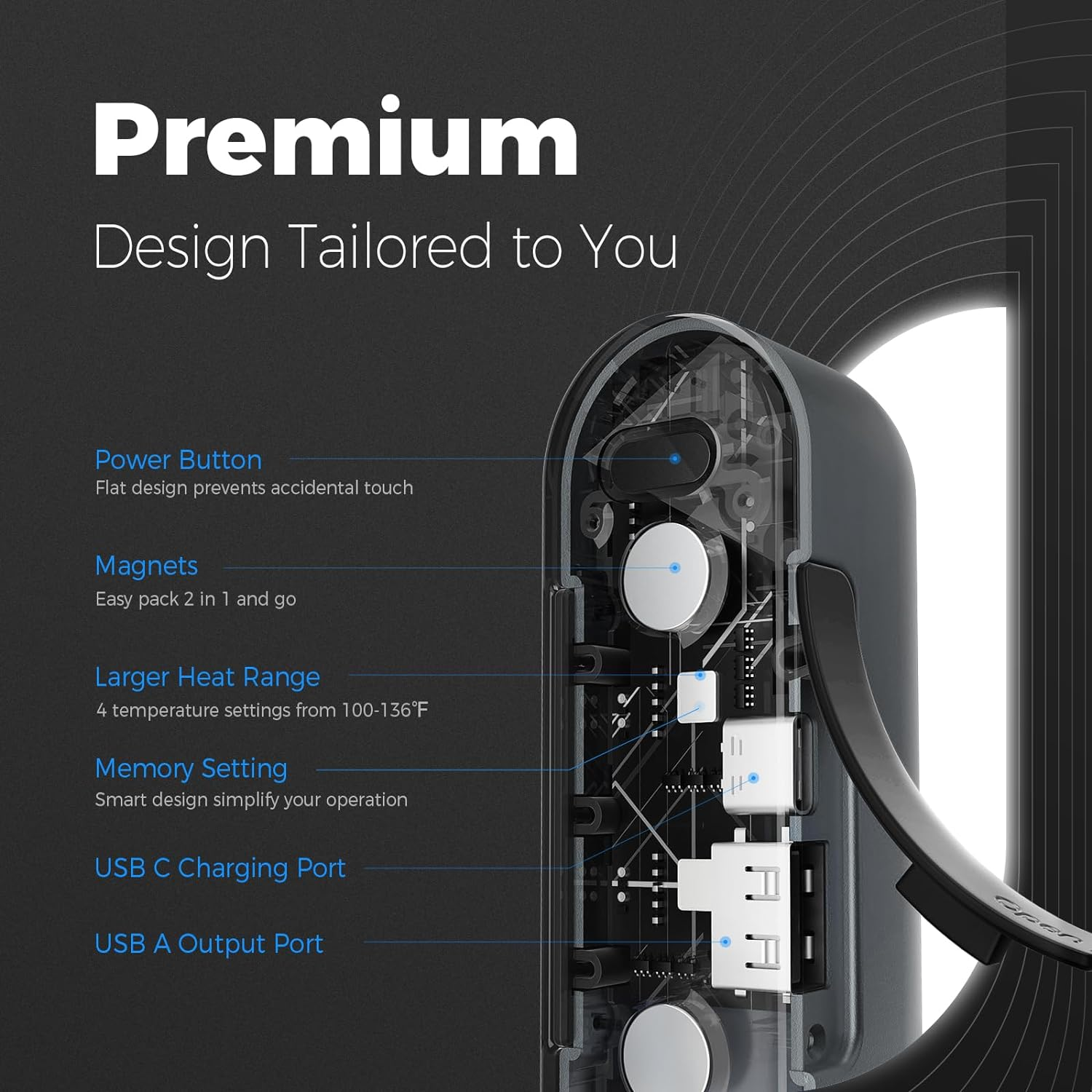 OCOOPA Hand Warmers Rechargeable 2 Pack, Magnetic Electric Handwarmer, 16 Hrs Warmth 4 Levels Heat up to 145℉, USB-C Portable Charger 10000Mah, Raynauds, Golf, Tech Gifts for Men, Union Ut2S(Magtwins) image number 2