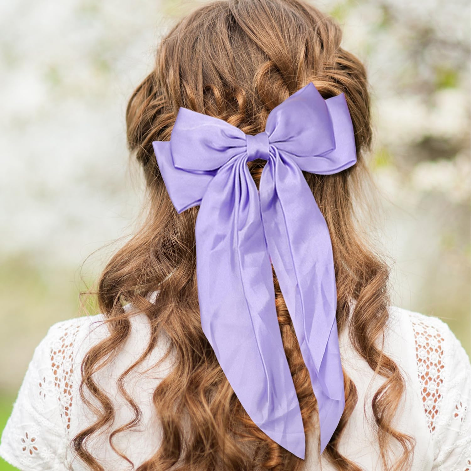 Pack of 2 Hair Pins with Bow, Hair Accessories Made of Silk Satin, Elee and Fashionable Decoration, Women'S Accessories, Suitable for Ponytails and Braided Hair Accessories. image number 4