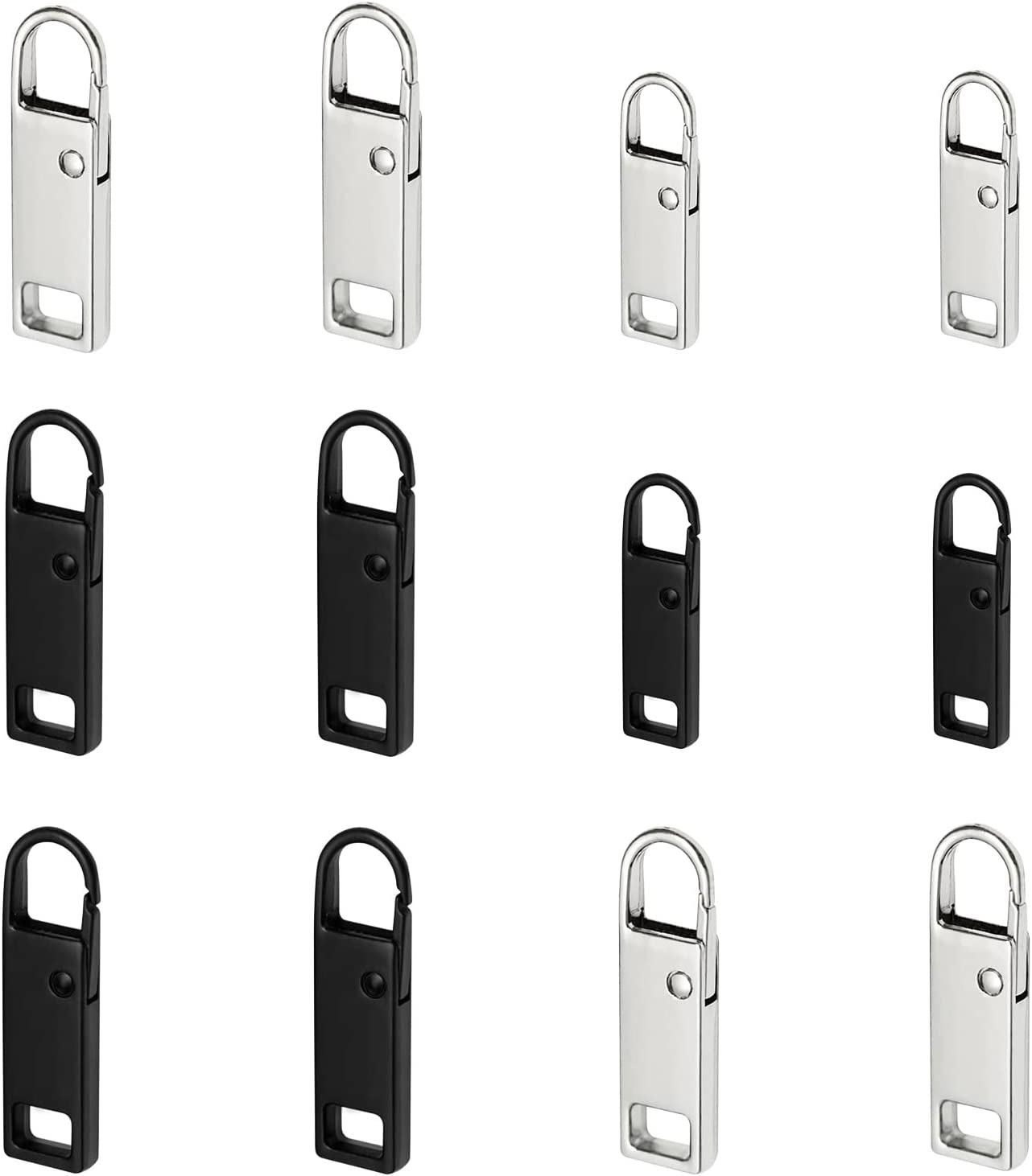 Urmspst Zipper Pull Replacement (2022 Upgraded), 8 Pcs Detachable Zipper Pull Tabs for Luggage Clothing Jackets Backpacks Boots Purse Coat(4 Color Black, Silver, Gold, Brilliant Black)