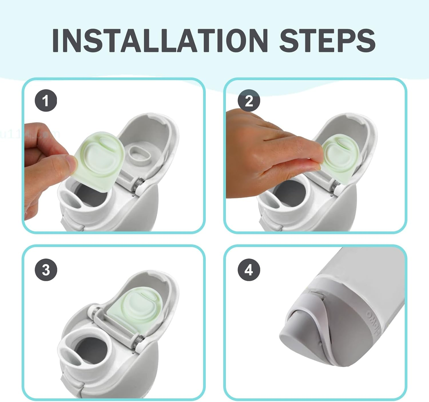 4 Pcs Silicone Stopper for Owala Water Bottle, Water Bottle Top Lid Replacement Parts for Owala,Replacement Accessories Bpa-Free (Mint) - Mint image number 4