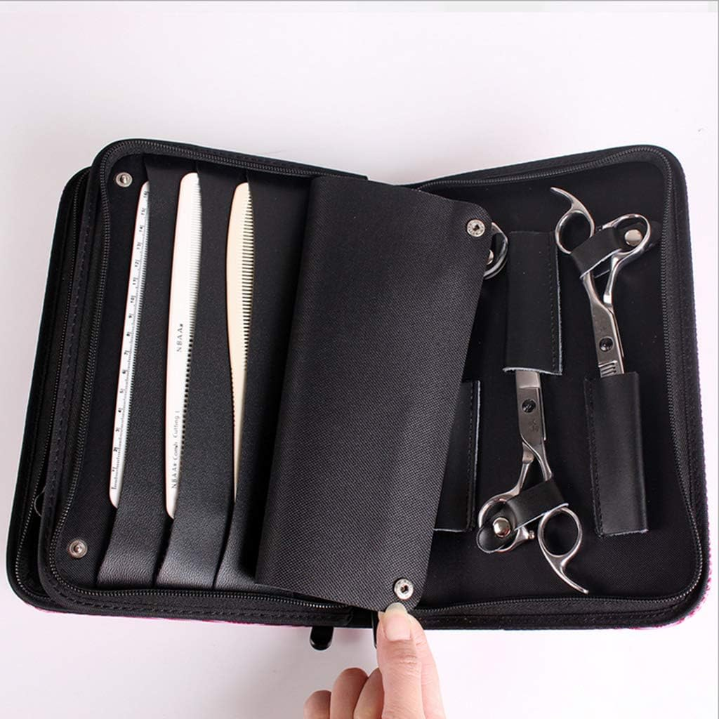 Oshhni Soft Leather Hair Scissor Shears Case Hairdressing Comb Pouch, Black image number 2