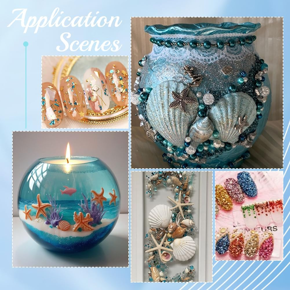 SUNNYCLUE 1 Box 5 Colors 150G Blue Broken Glass Small Crushed Crystals Bulk Irregular Glitter Metallic Stones Flakes Glass Chips for Resin Diy Art Vase Epoxy Supplies Crafts Nails Jewelry Making Women