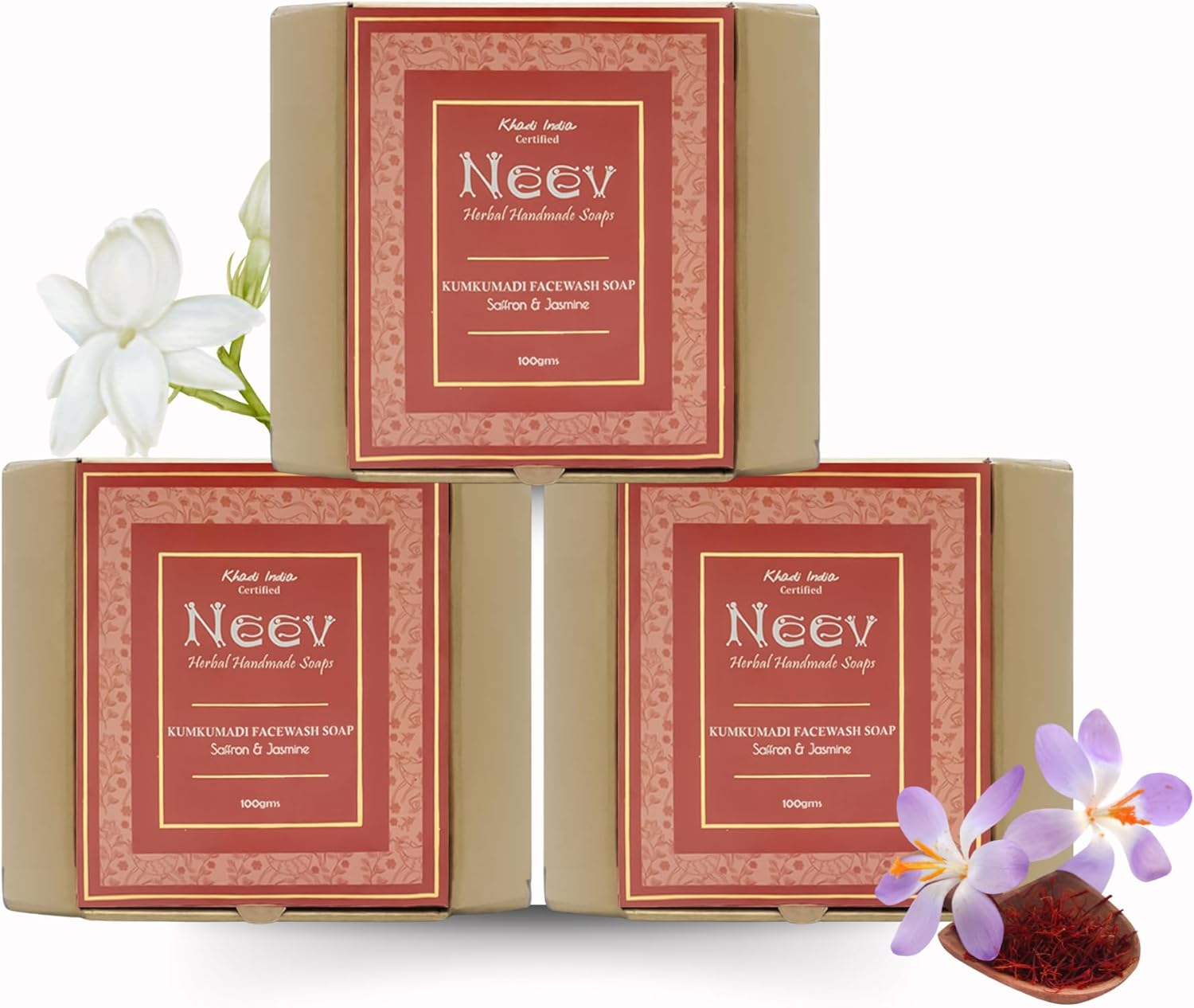 Neev Herbal Handmade Soaps Kumkumadi Soap (100Gm) - Set of 3 image number 4