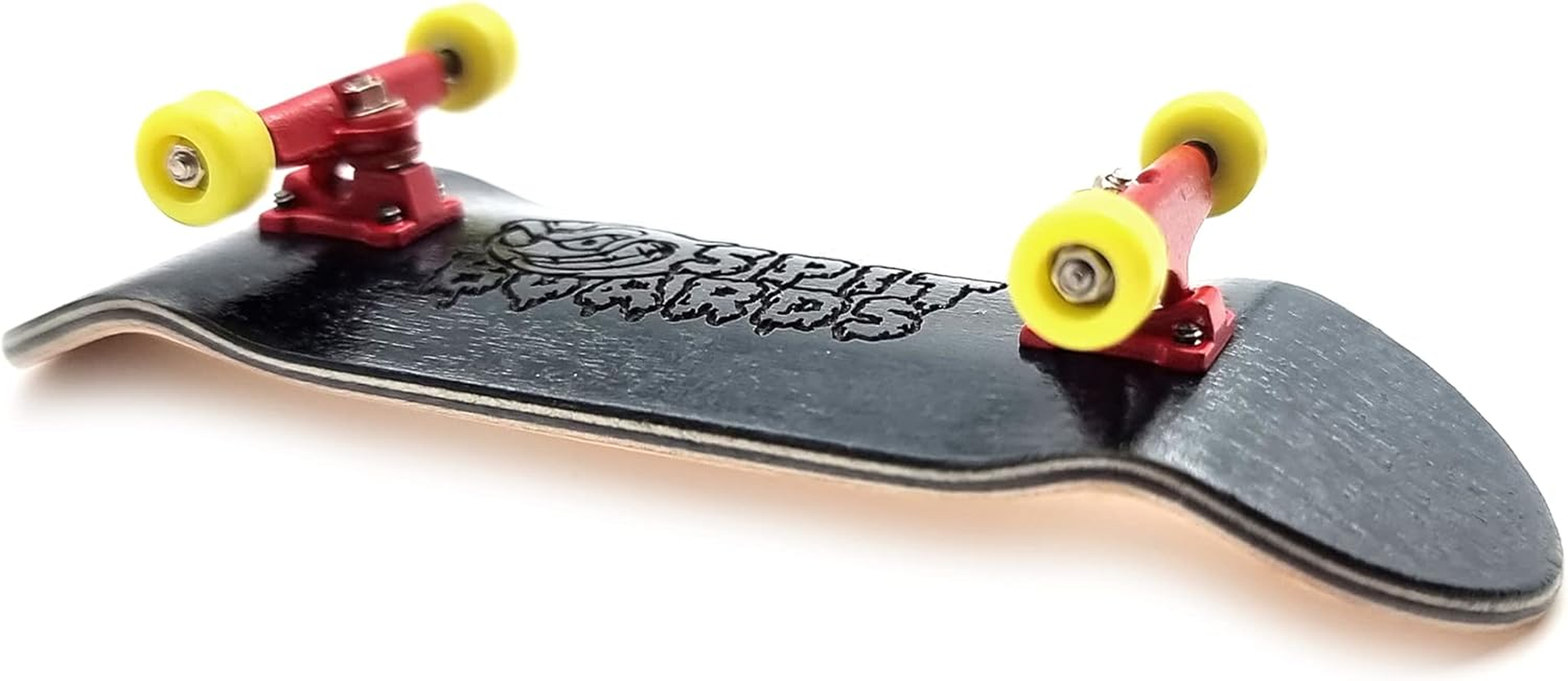 SPITBOARDS 32 Mm Fingerboard Complete Real Wood Set-Up (Pre-Assembled, 5-Layers), Trucks with Lock Nuts, Bearing Wheels, Foam Grip Tape, image number 1