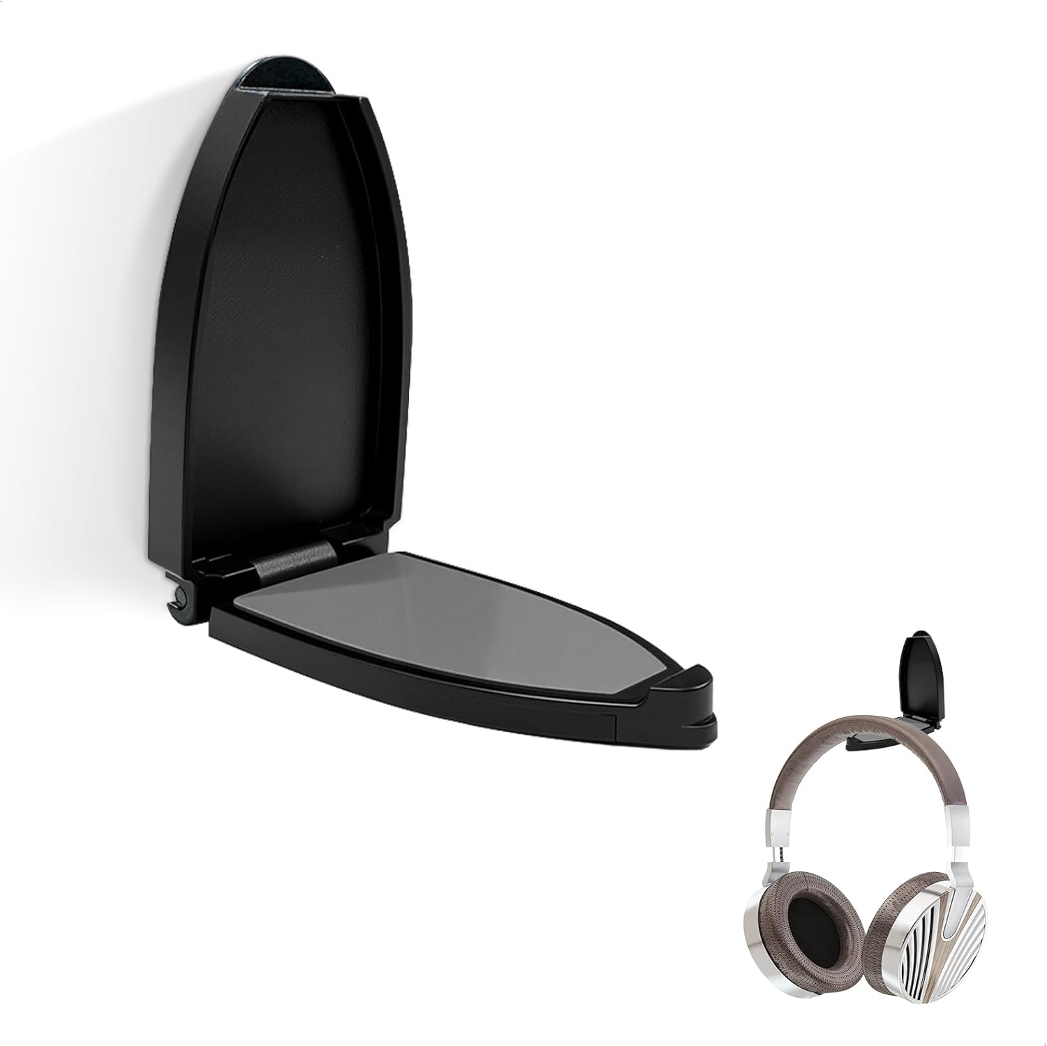 Headset Holder Wall, Foldable Headphone Holder, Wall Stand Headset Holder, Universal Headset Stand, Self-Adhesive Headphone Holder, PC Gaming Room Accessories for Headphones Controller (Black) image number 2