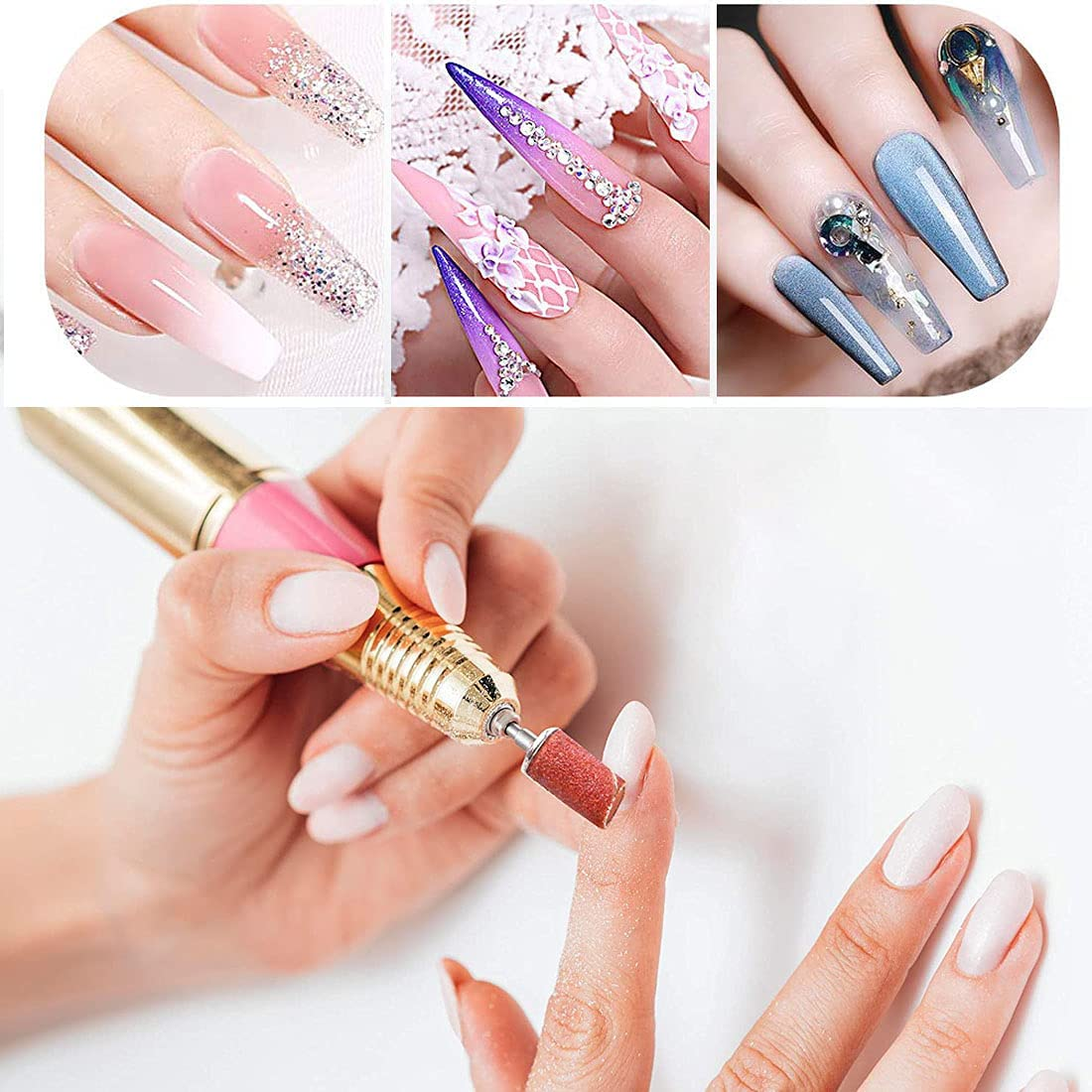 210 PCS Sanding Bands Size #80#120#180 Coarse Fine Grit Efile Sand Set for Manicures and Pedicures Care Nail Tools(Comes with Nail Drill Bits)