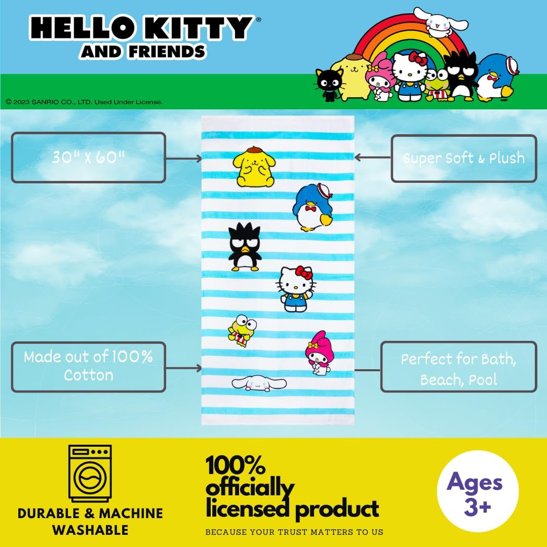 Franco Collectibles Sanrio Hello Kitty & Friends Super Soft Cotton Bath/Pool/Beach Towel, 60 in X 30 In, (Official Licensed Product) - Kuromi image number 6