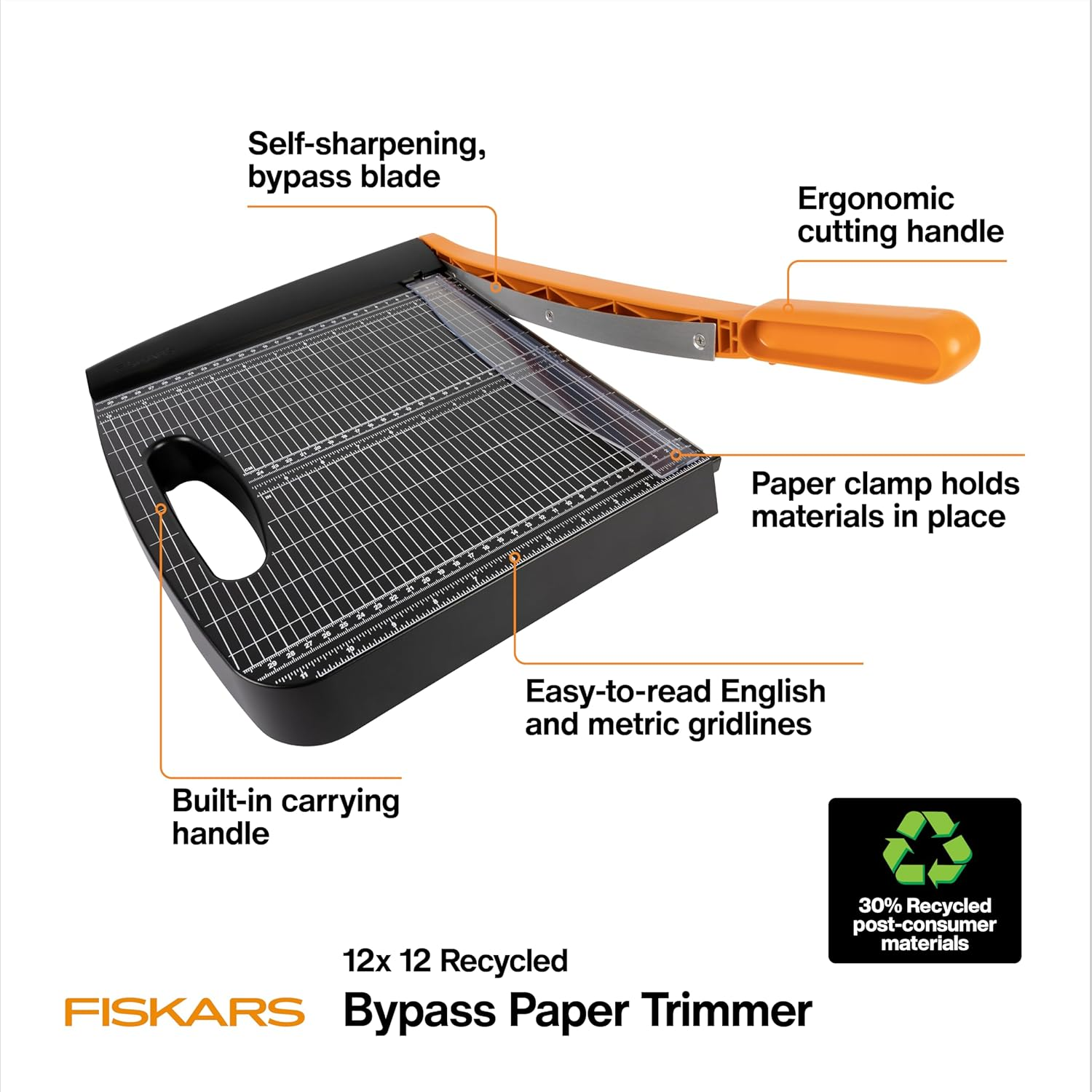 Fiskars Recycled 12-Inch Bypass Trimmer (01-005452), Black image number 2