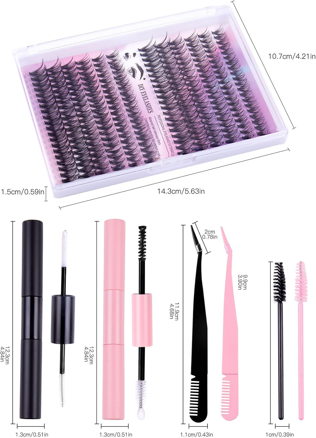 DIY Lash Extension Kit 240Pcs 30D+40D Lash Clusters Eyelash Extension Kit with Lash Bond and Seal Individual Lashes Kit Eyelash Tweezers Eyelash Brush False Eyelashes Natural, Pink image number 4