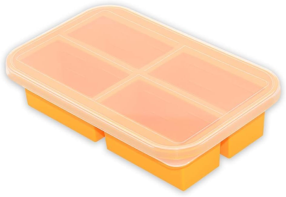 CIVPOWER 1-Cup Extra Large Silicone Freezing Tray with Lid,Silicone Soup Freezer Molds, Freezer Container,Freeze & Store Soup, Broth, Sauce, Leftovers - Makes 4 Perfect 1 Cup Portions (1) image number 3