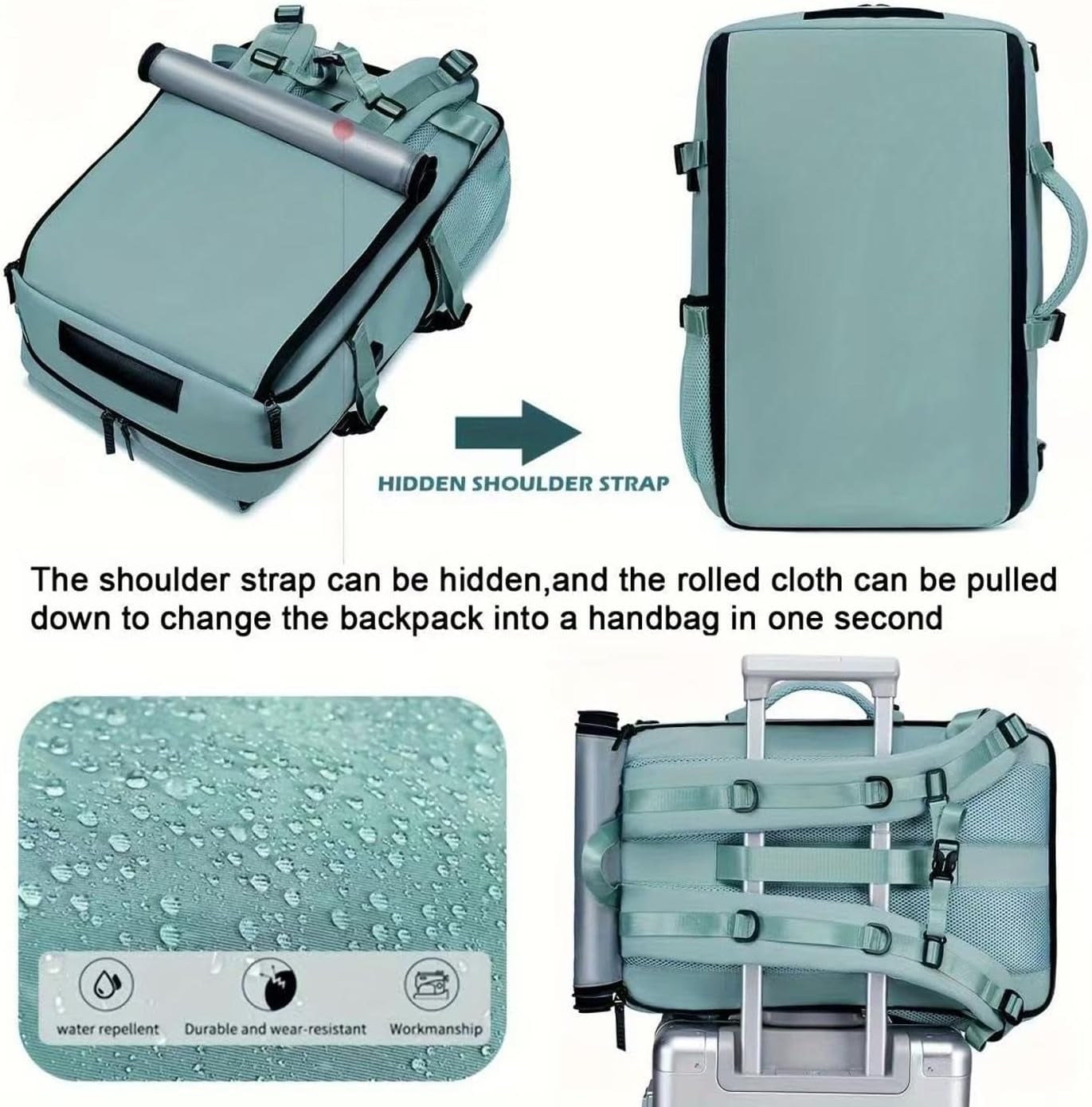 O-TBOST Carry on Travel Backpack Convertible Duffle Backpack Laptop Backpack for Men Women - Grey image number 5