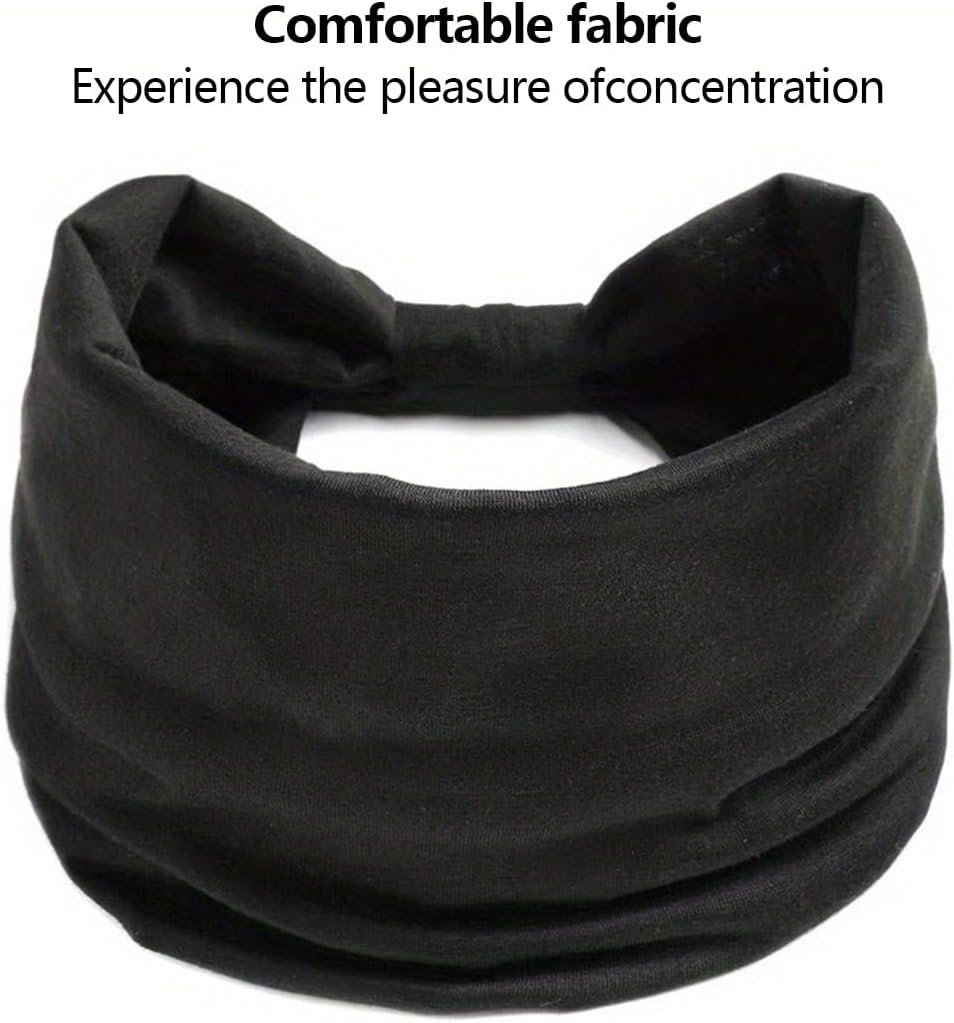Headband, Elastic Exercise Headbands for Women, Non-Slip Soft Headbands, Suitable for Yoga Fitness Tennis Sports Running (Black) image number 2