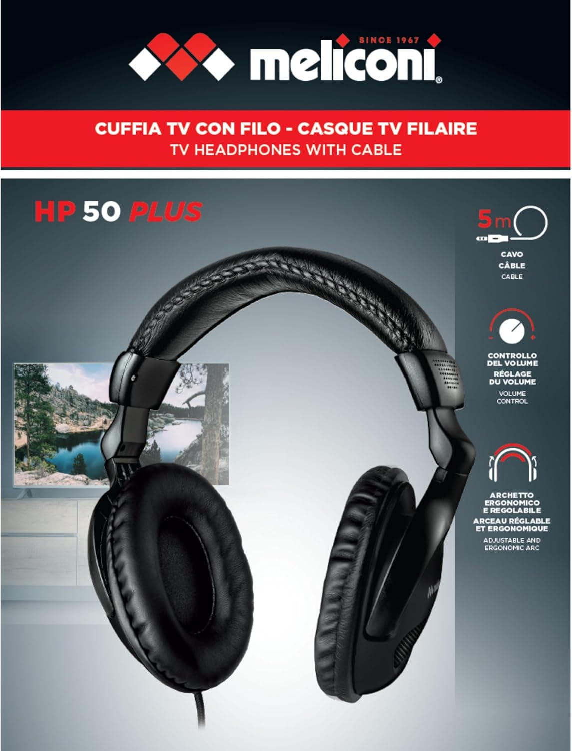 Meliconi | HP 50 plus Headphones with 5 M Audio Cable (3.5 Mm Jack image number 3