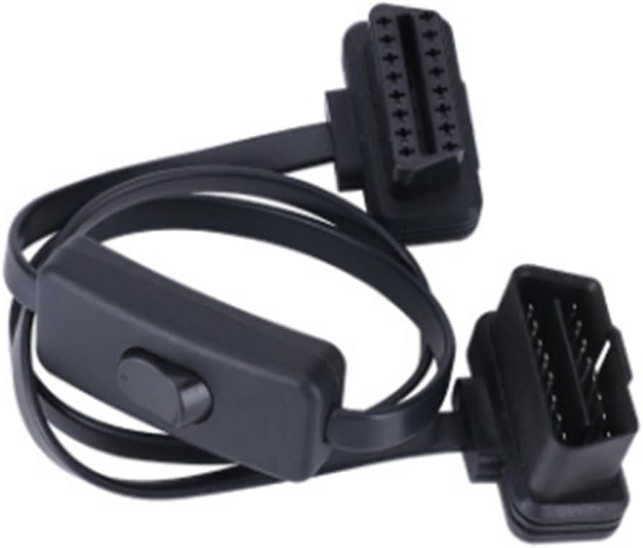 2Ft/60Cm OBD 2 OBD II 16 Pin Car Male to Female Extension Cable Diagnostic Extender with Power Switch image number 3