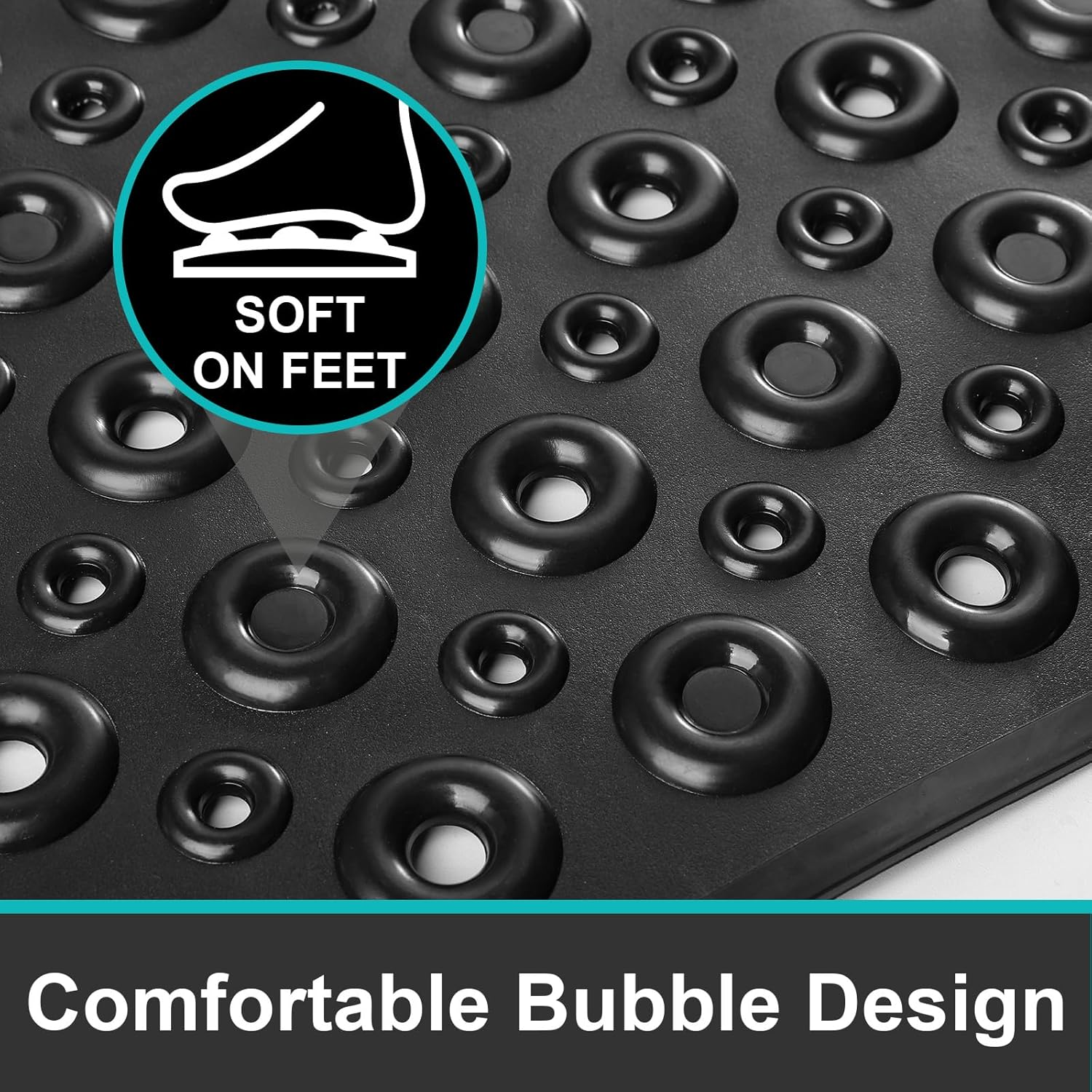 XIYUNTE Shower Mat Non Slip anti Mould - 70X40Cm PVC Non Slip Shower Mats for inside Shower, Bathtub Mat Non Slip Bath Mat with Powerful Suction Cups and Drain Holes, Easy to Clean, Black