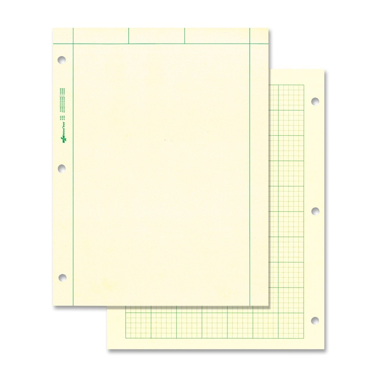NATIONAL Brand Computation Pad, Plain & 5 X 5 Quad on Back, Green Paper, 8.5 X 11 200 Sheets (42389) image number 3