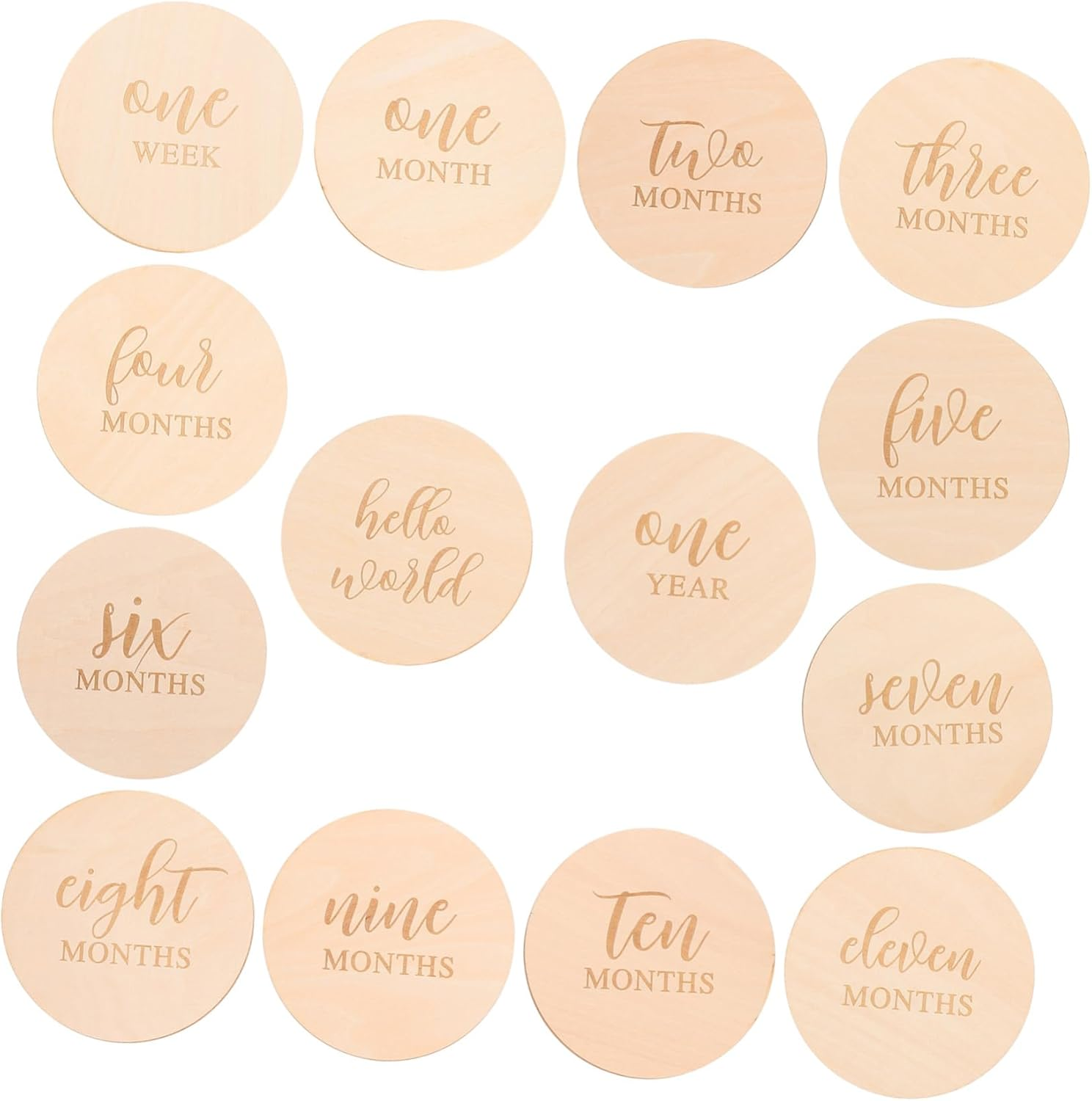 14Pcs Milestone Wood Discs Photo Props round Cards for Newborn Growth Tracking Birthday and Shower Decoration Practical Keepsake for Boys image number 4