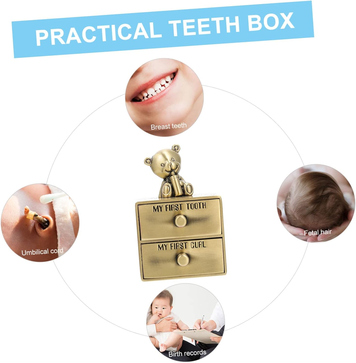 Yardwe Baby Teeth Organizer and Deciduous Tooth Storage Box for Boys and Girls Sturdy Drawer-Style in Suitable for Infant Preservation and Collection image number 4
