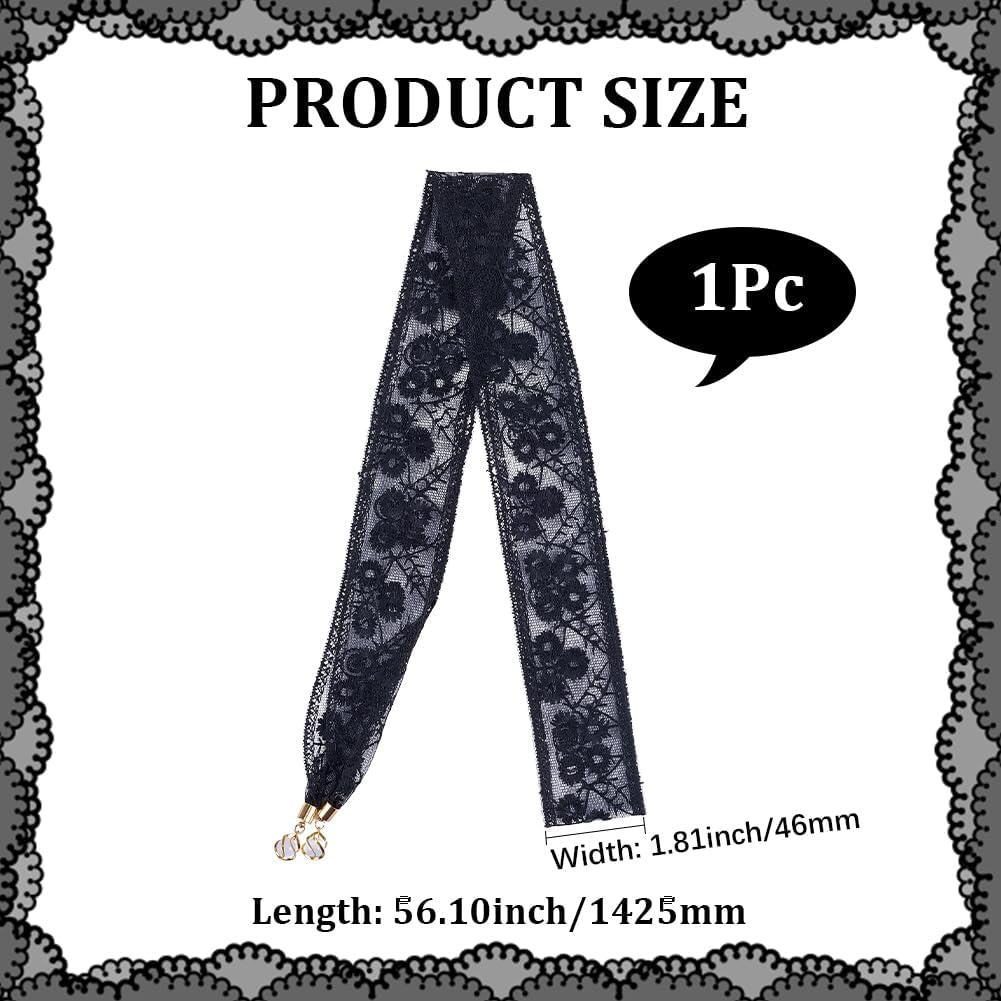 CABODYALS Black Lace Headbands French Floral Pattern Cute Soft Elegant Head Wrap Lace Hair Bands Thin Hair Band Made of Cotton and Polyester Headscarf for Women Evening Dresses Bridal Dress image number 6